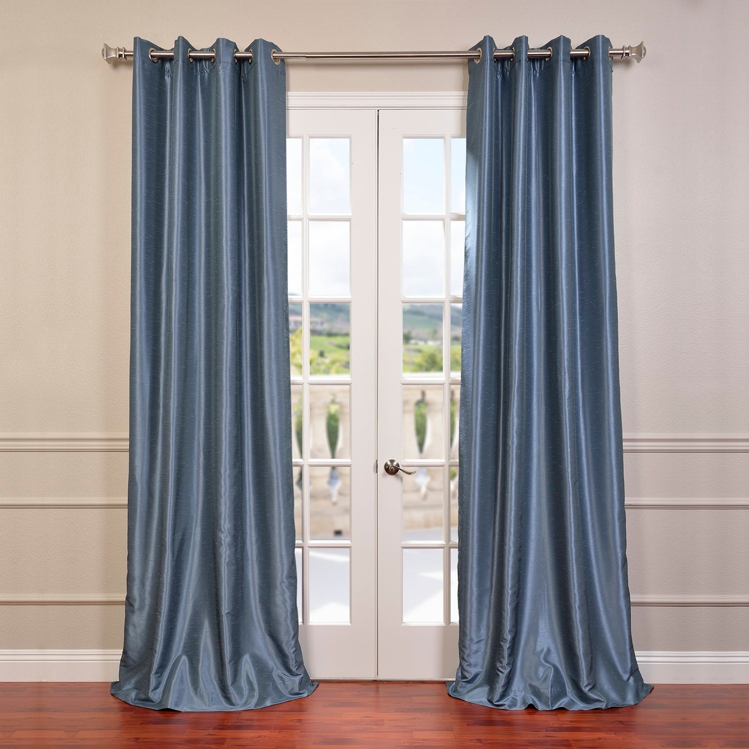 Exclusive Fabrics Textured Dupioni Faux Silk Blackout Grommet Curtain Panel