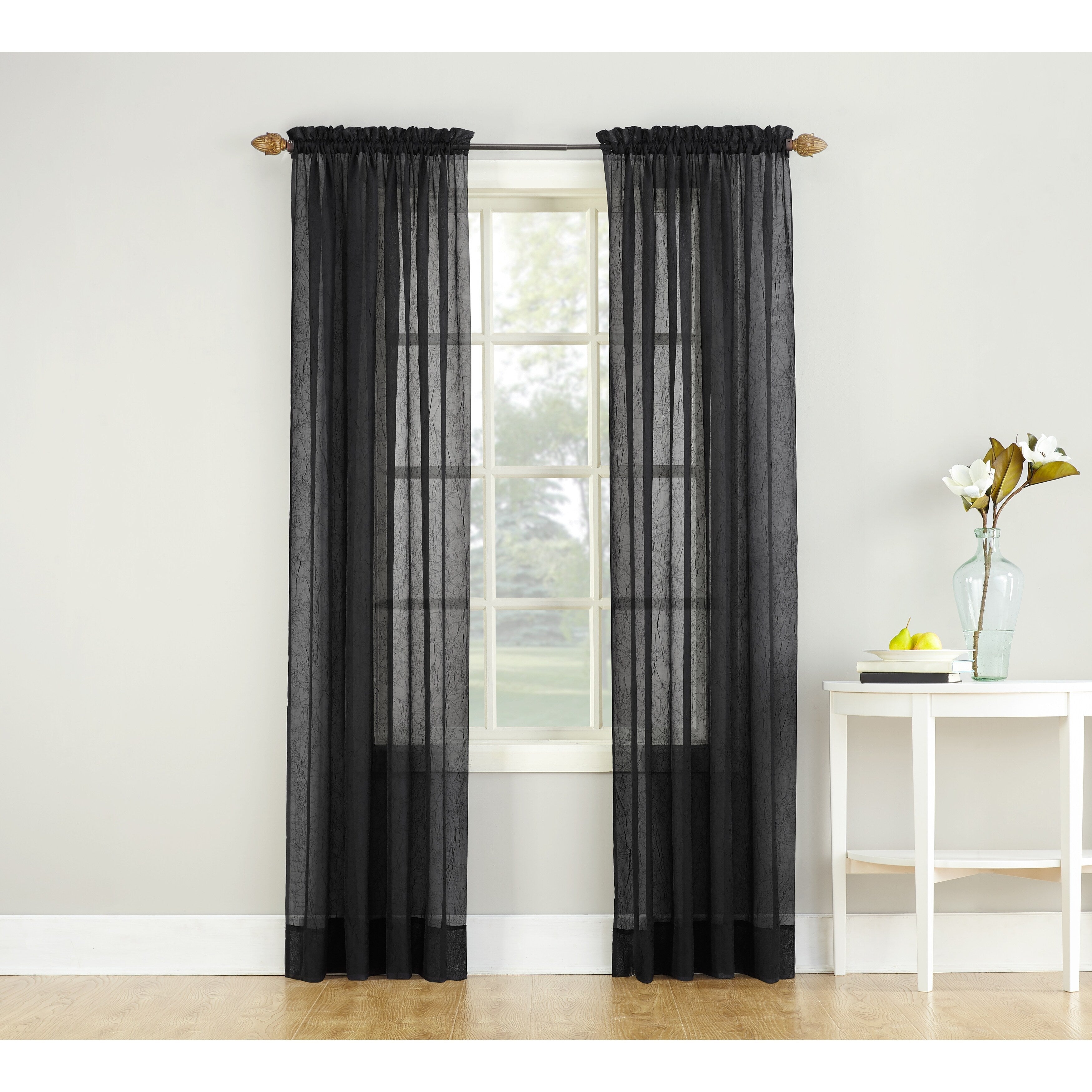 No. 918 Erica Crushed Voile Sheer Rod Pocket 1-Piece Curtain Panel, Single Panel