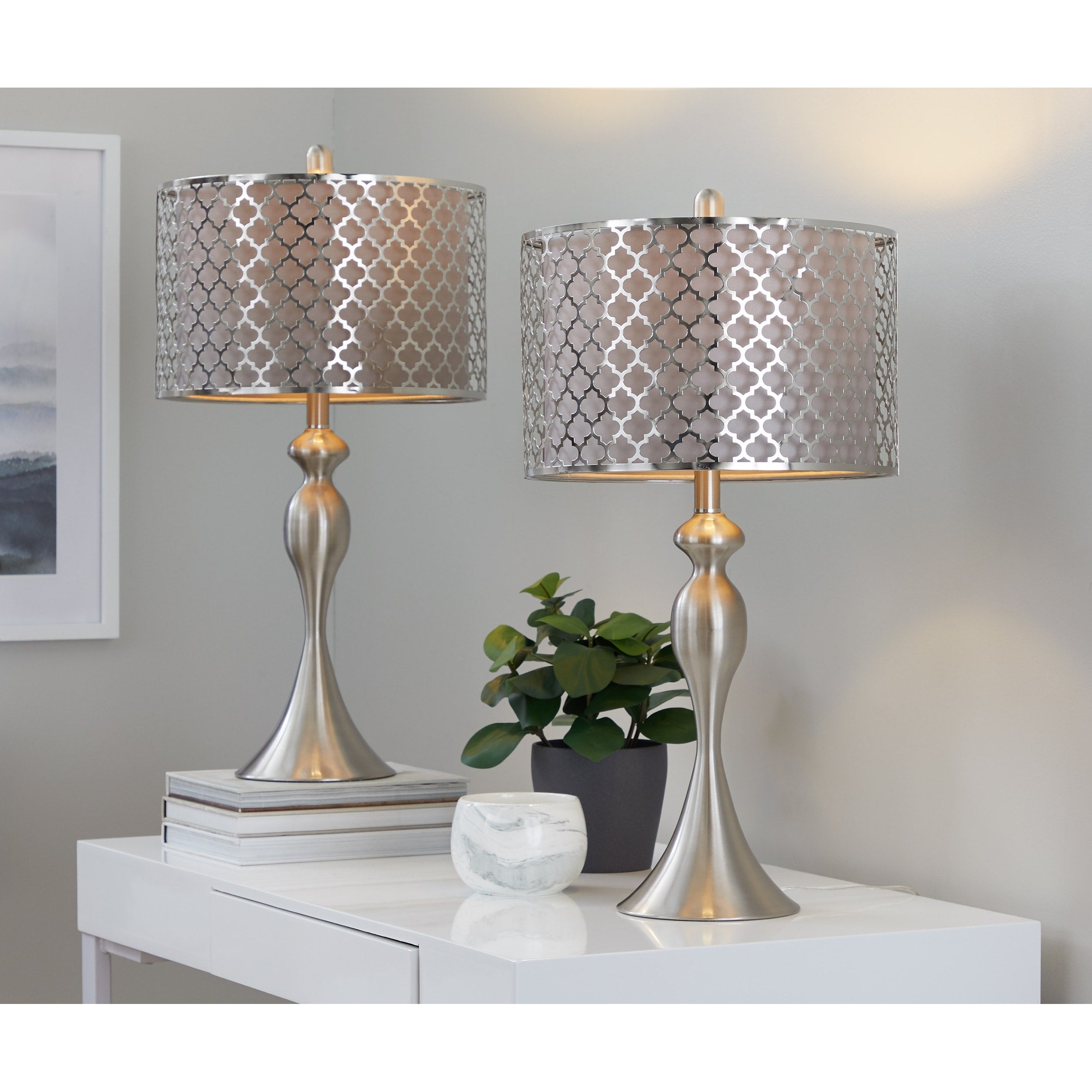 Ashland 27 Metal Table Lamp with Laser Cut Detail (Set of 2) - 27