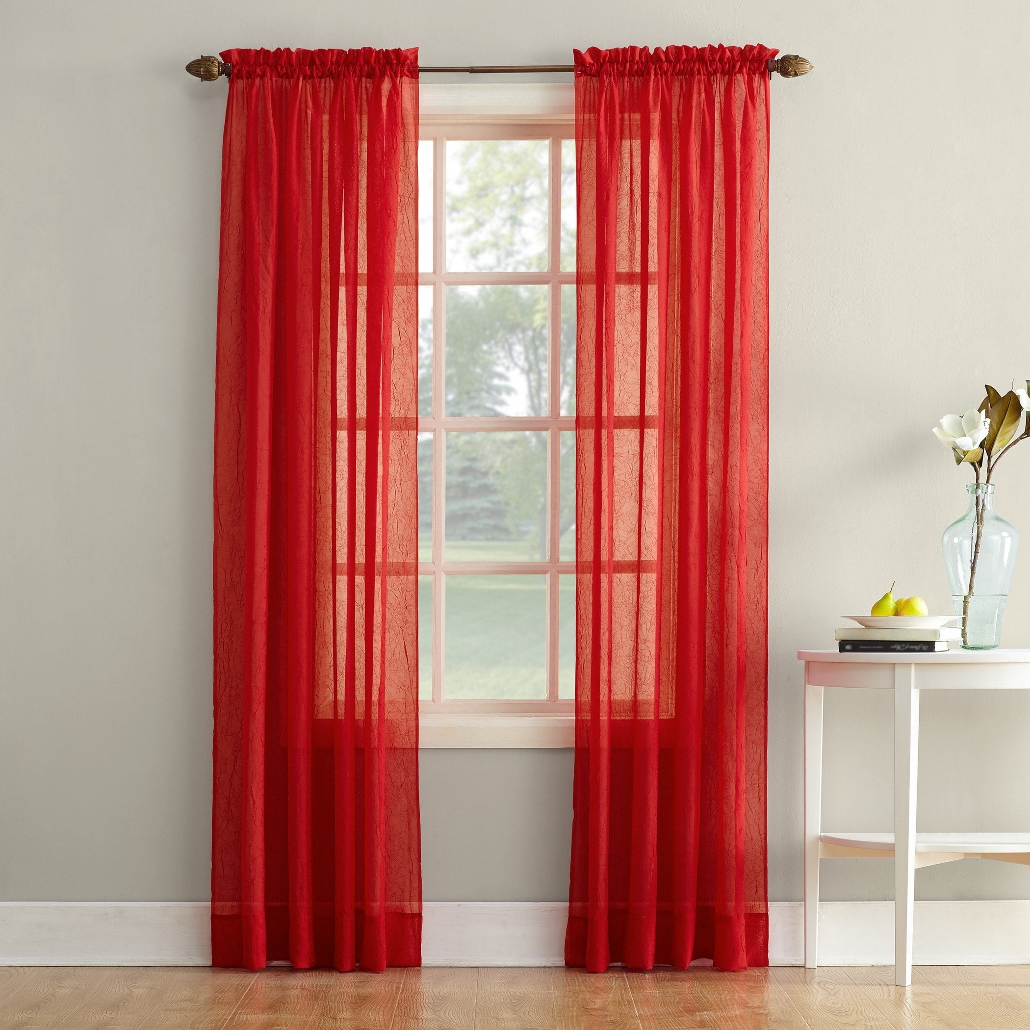 No. 918 Erica Crushed Voile Sheer Rod Pocket 1-Piece Curtain Panel, Single Panel