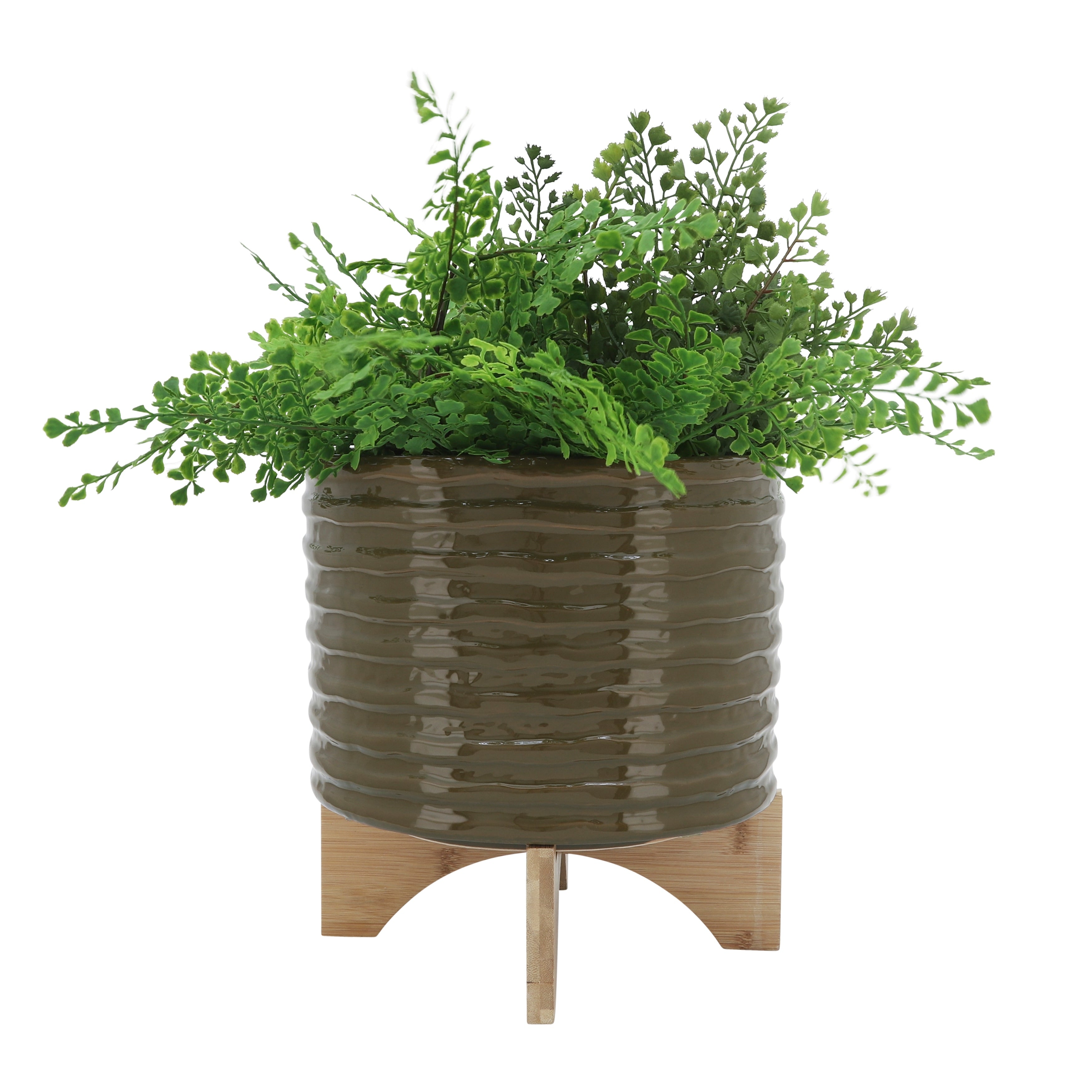 Sagebrook Home Modern Textured Ceramic Planter with Stand Indoor Outdoor