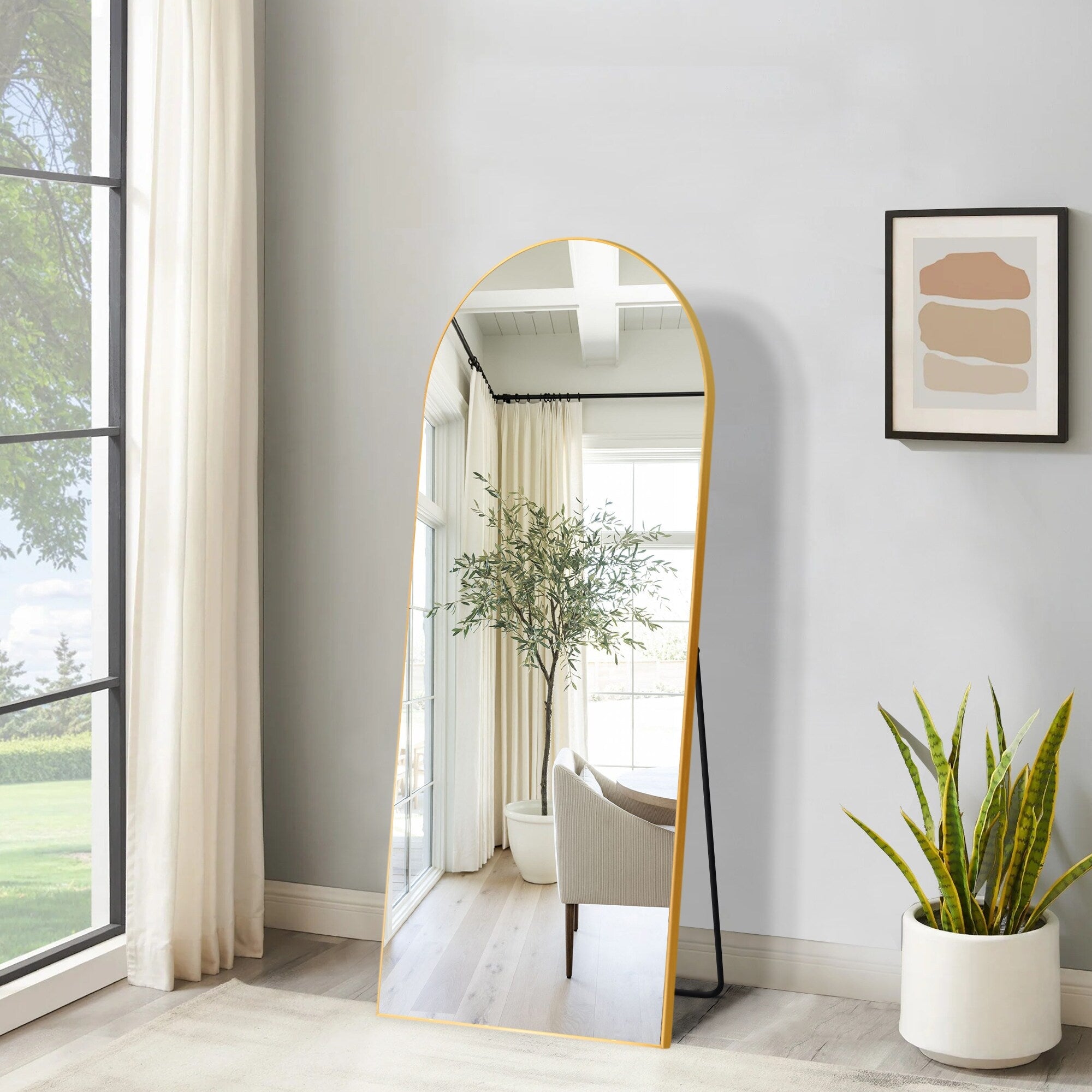 Arched Full Length Mirror with Stand Aluminum Alloy Frame,Wall-Mounted Mirror,Floor Dressing Mirror