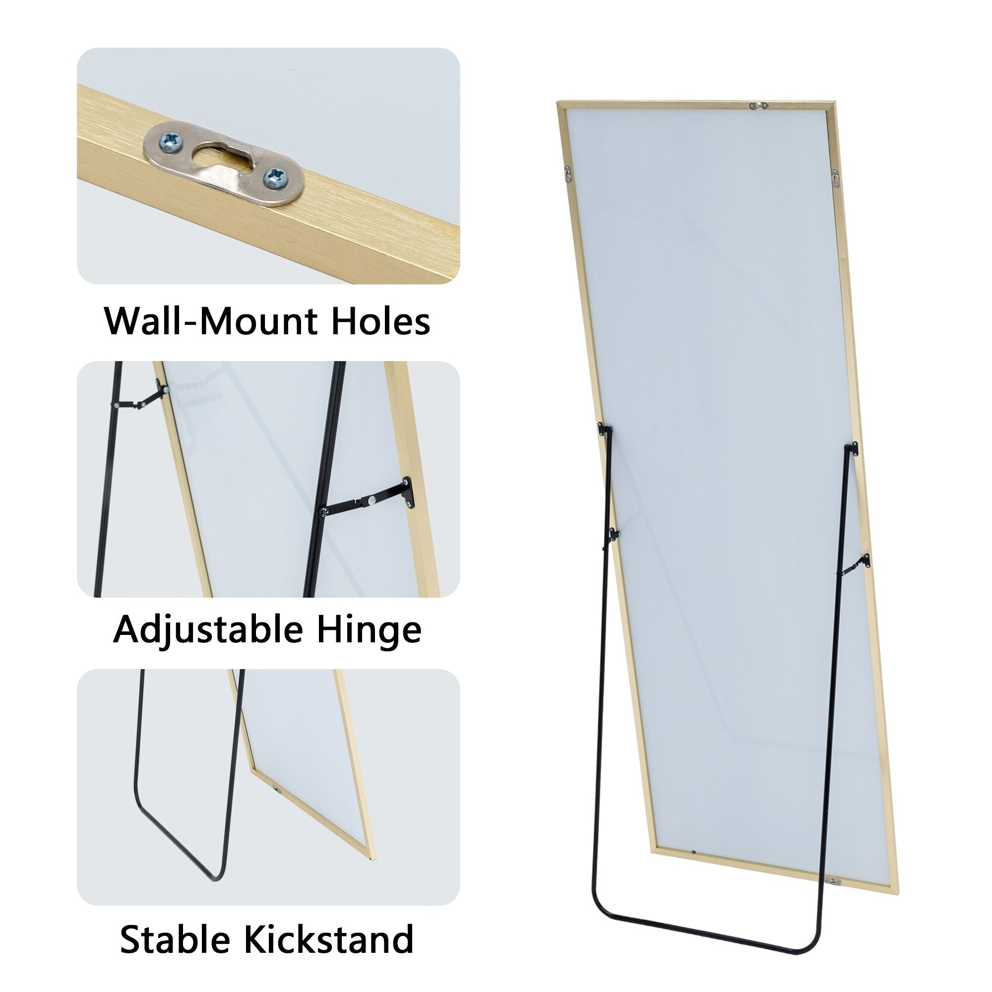 64x21Rectangle Full Length Floor Mirror with Stand Aluminum Alloy Frame,Wall-Mounted Mirror