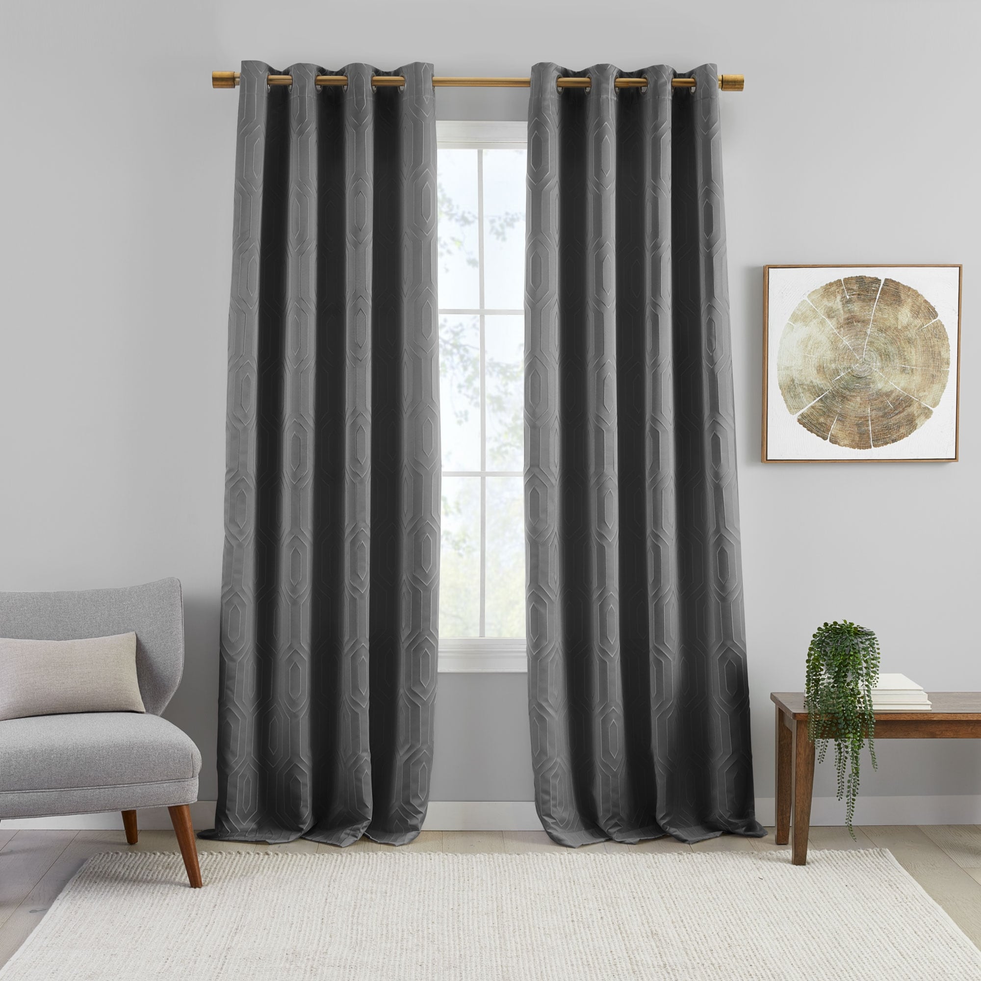 Sunveil Huxley Geometric Embroidered Texture Blackout Window Curtain Panel