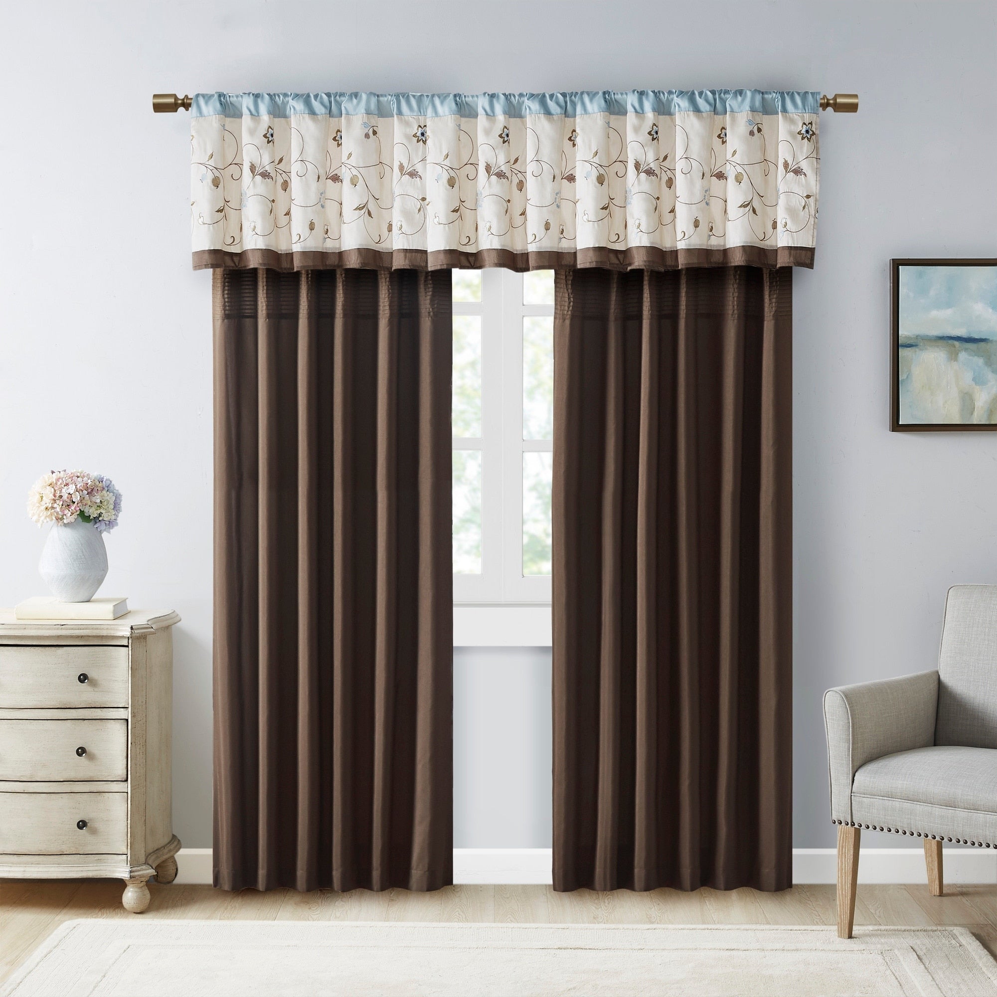 Madison Park Belle Embroidered Window Curtain Panel