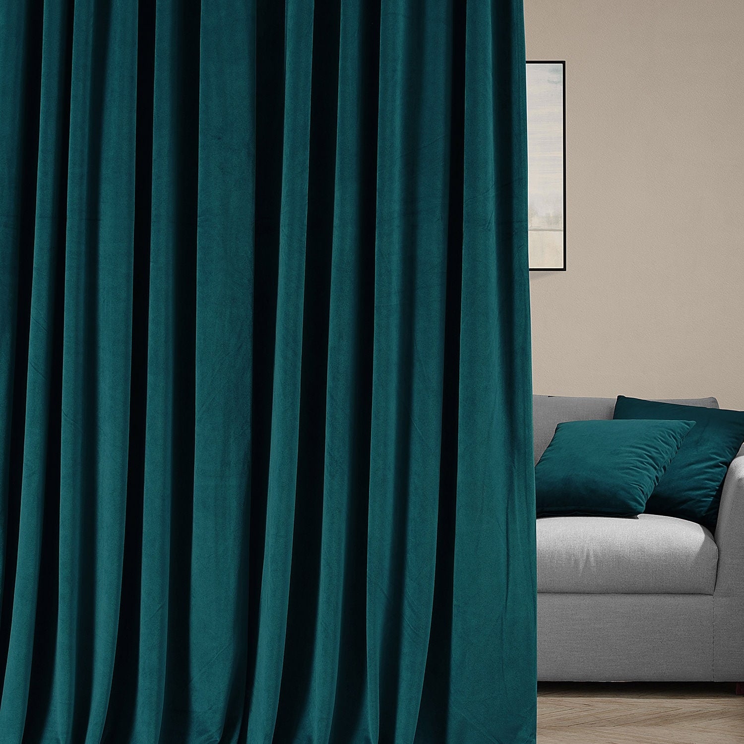 Exclusive Fabrics Signature Extra Wide Blackout Velvet Curtains (1 Panel) - Luxurious Blackout Drapes