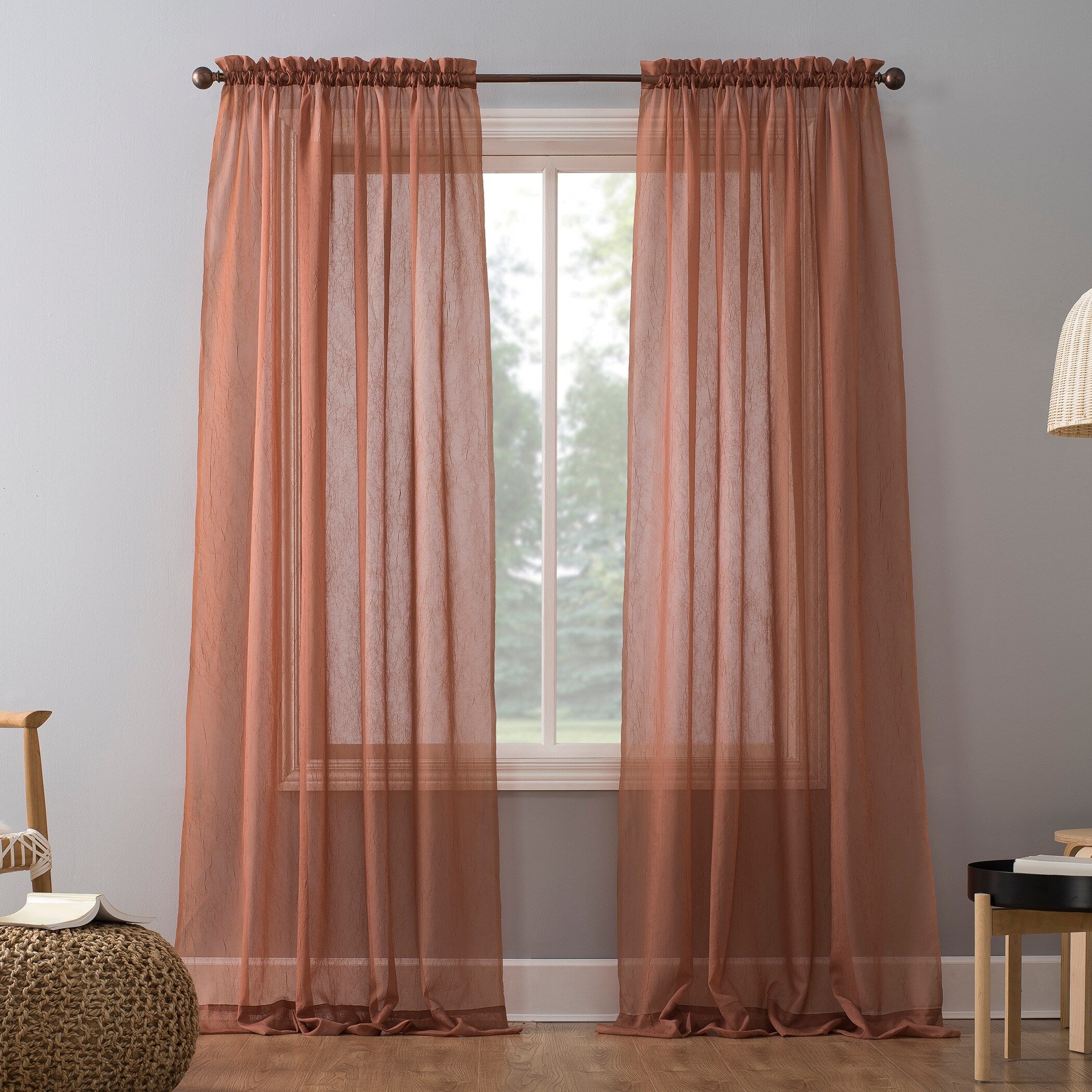 No. 918 Erica Crushed Voile Sheer Rod Pocket 1-Piece Curtain Panel, Single Panel