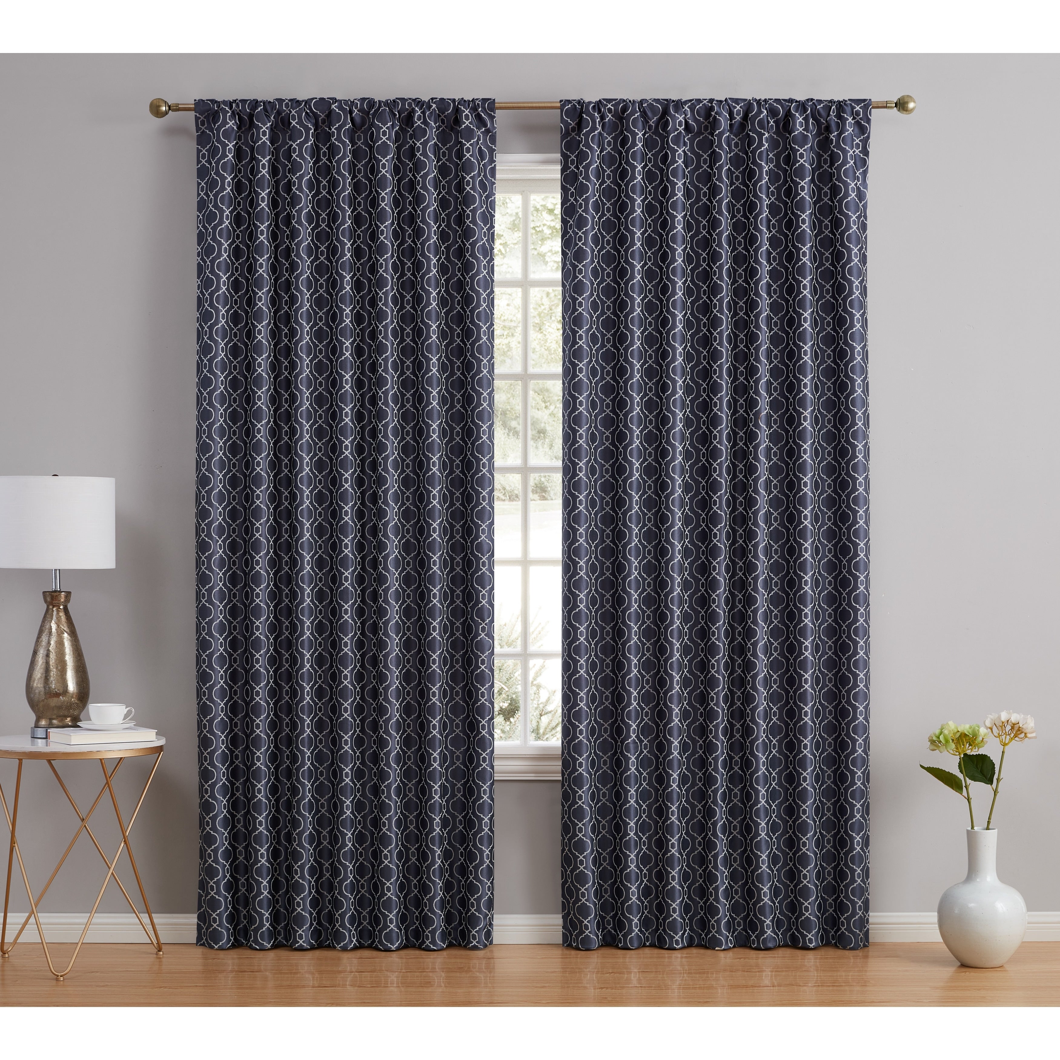 HLC.me Franklin Moroccan 100% Complete Blackout Thermal Insulated Energy Savings Back Tab Rod Pocket Curtain, 2 Panels