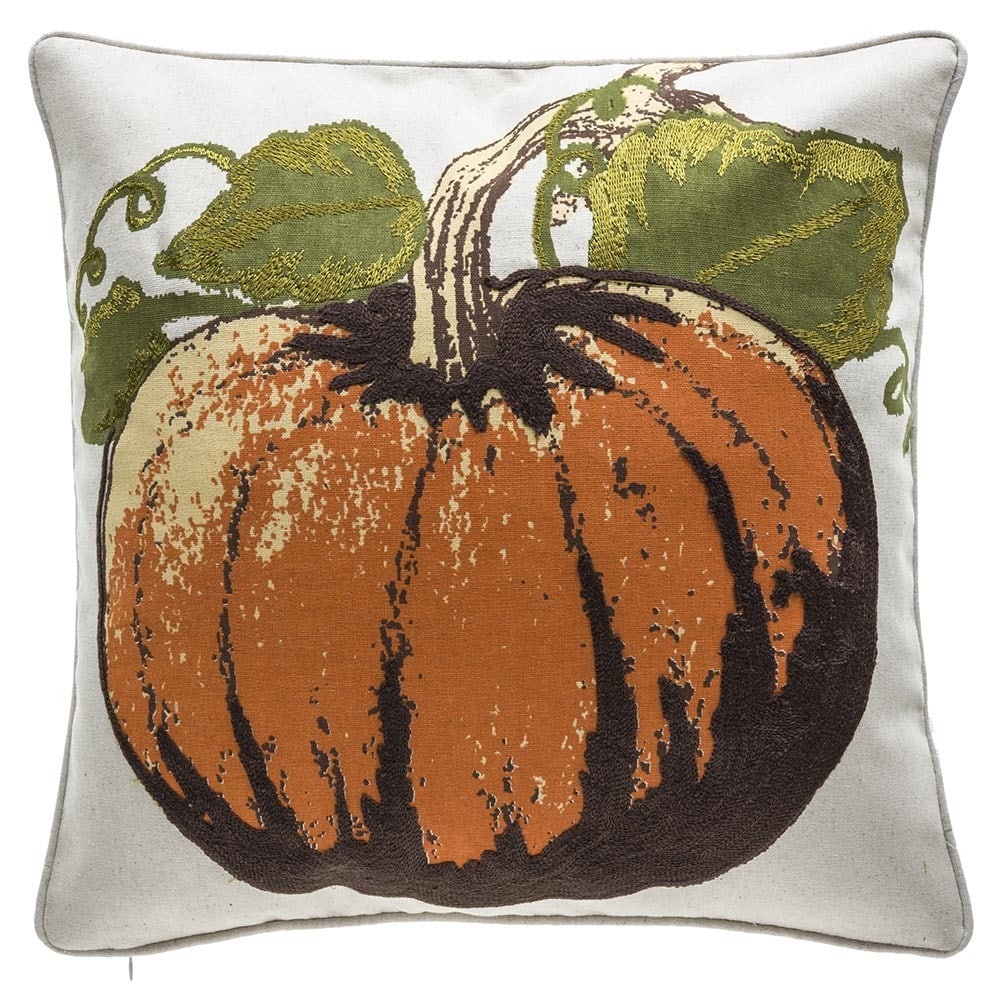 Fall Pumpkin Square Throw Pillow Cover by HULALA HOME