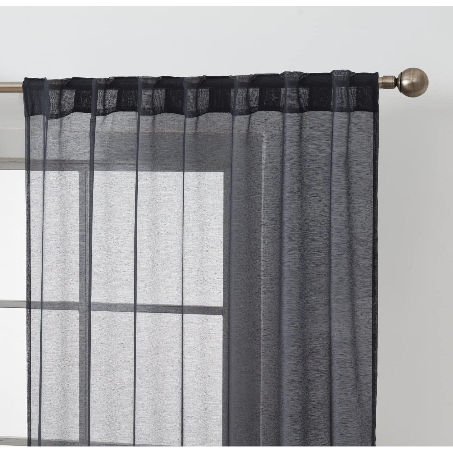 HLC.me Lauren Semi Sheer Rod Pocket & Back Tab Window Curtains Panels, Set of 2