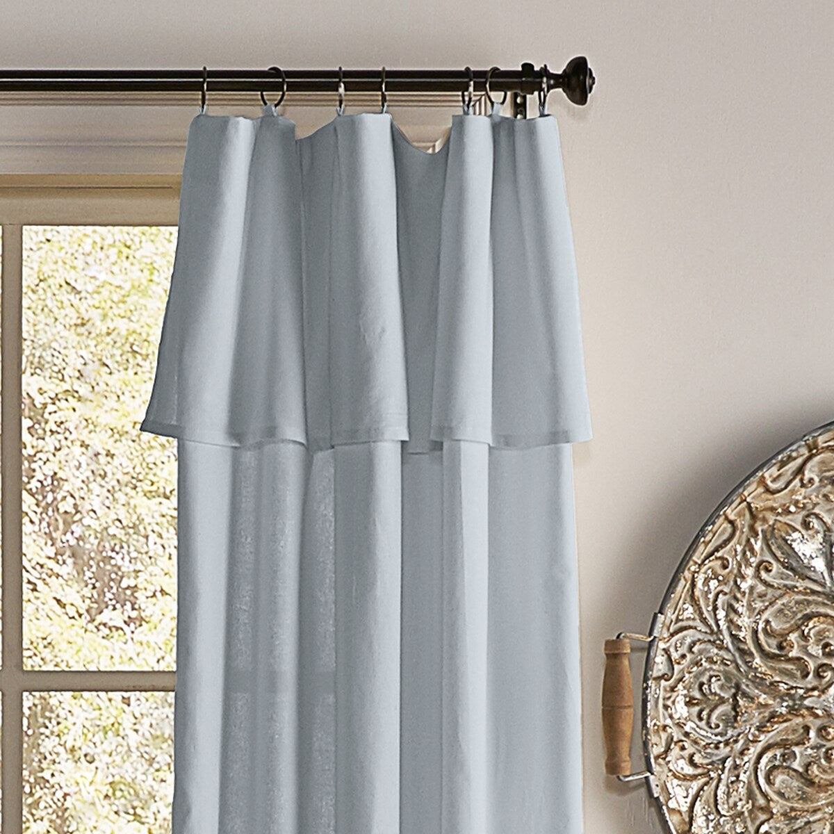 Mercantile Drop Cloth Light Filtering Ring Top Tab Farmhouse Curtain Panel with Valance