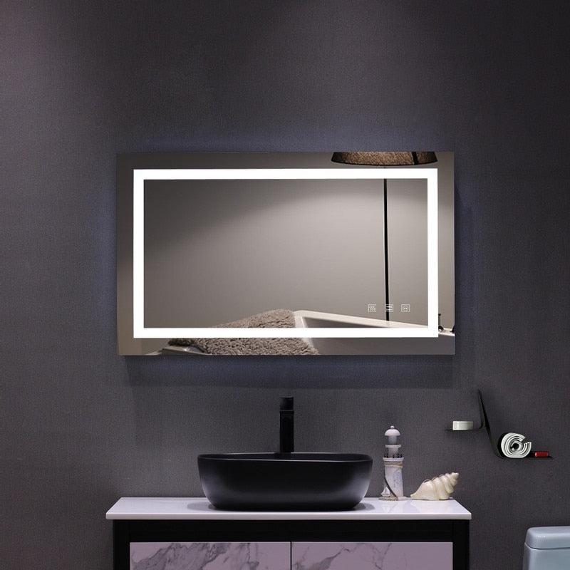 Touch LED Bathroom Mirror Tricolor Dimming Lights