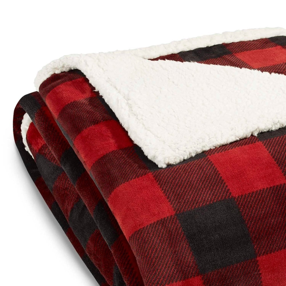 Eddie Bauer Plush Plaid Sherpa Blanket