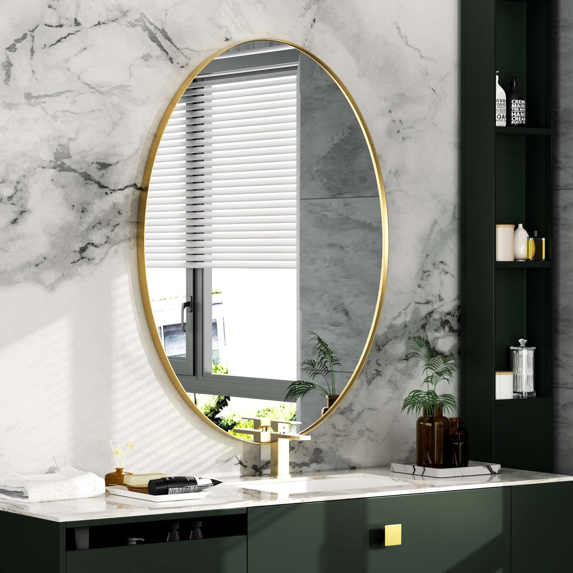 Wall Mirror Bathroom Mirror with Stainless Steel Frame (1 Piece)