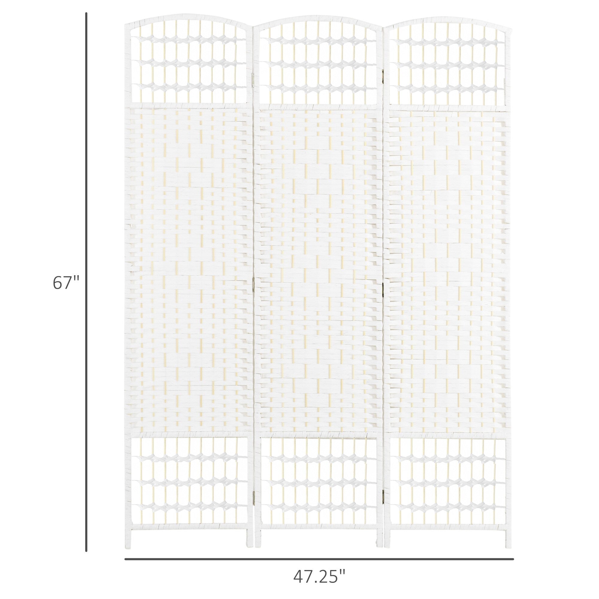 HOMCOM Panel Room Divider, 5.6 Ft Tall Folding Privacy Screen, Wave Fiber Freestanding Partition Wall Divider, White