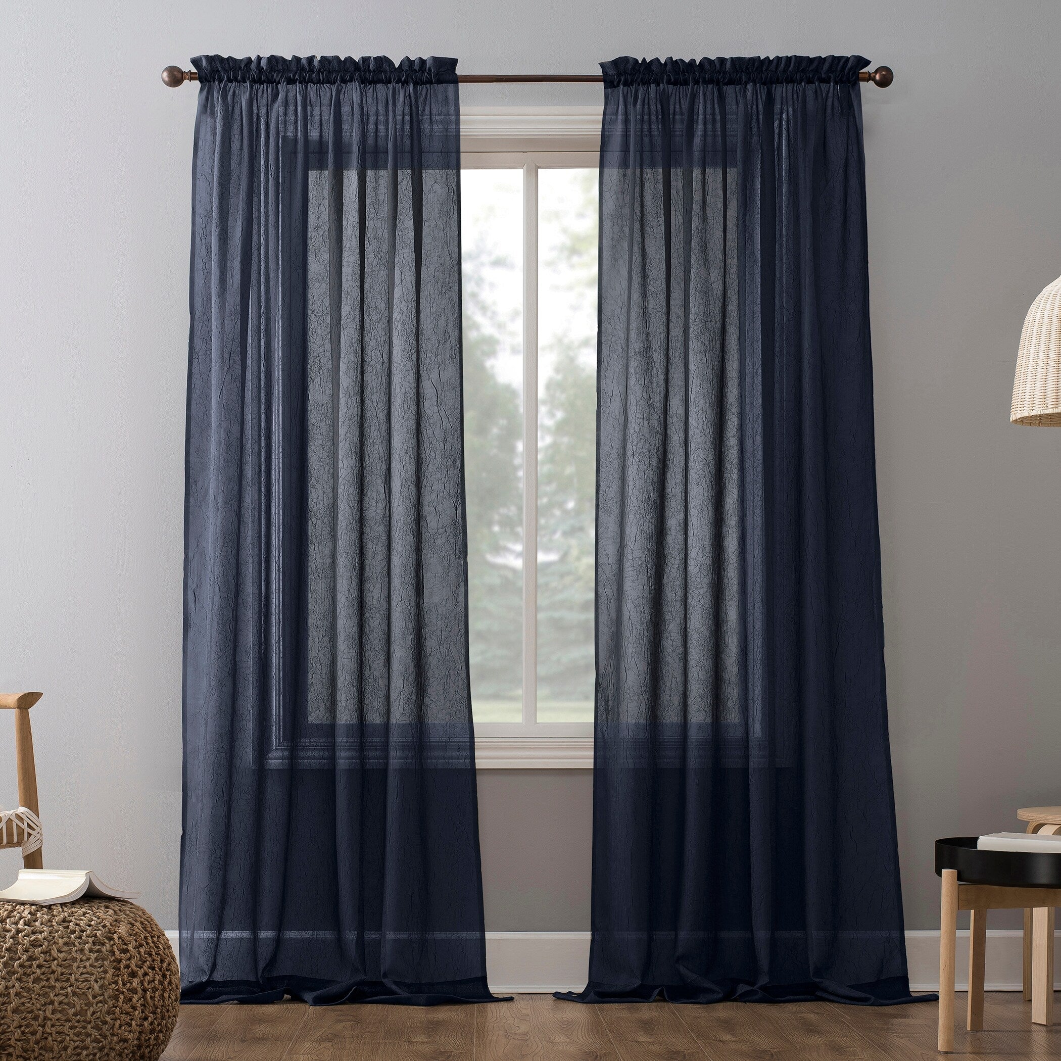 No. 918 Erica Crushed Voile Sheer Rod Pocket 1-Piece Curtain Panel, Single Panel