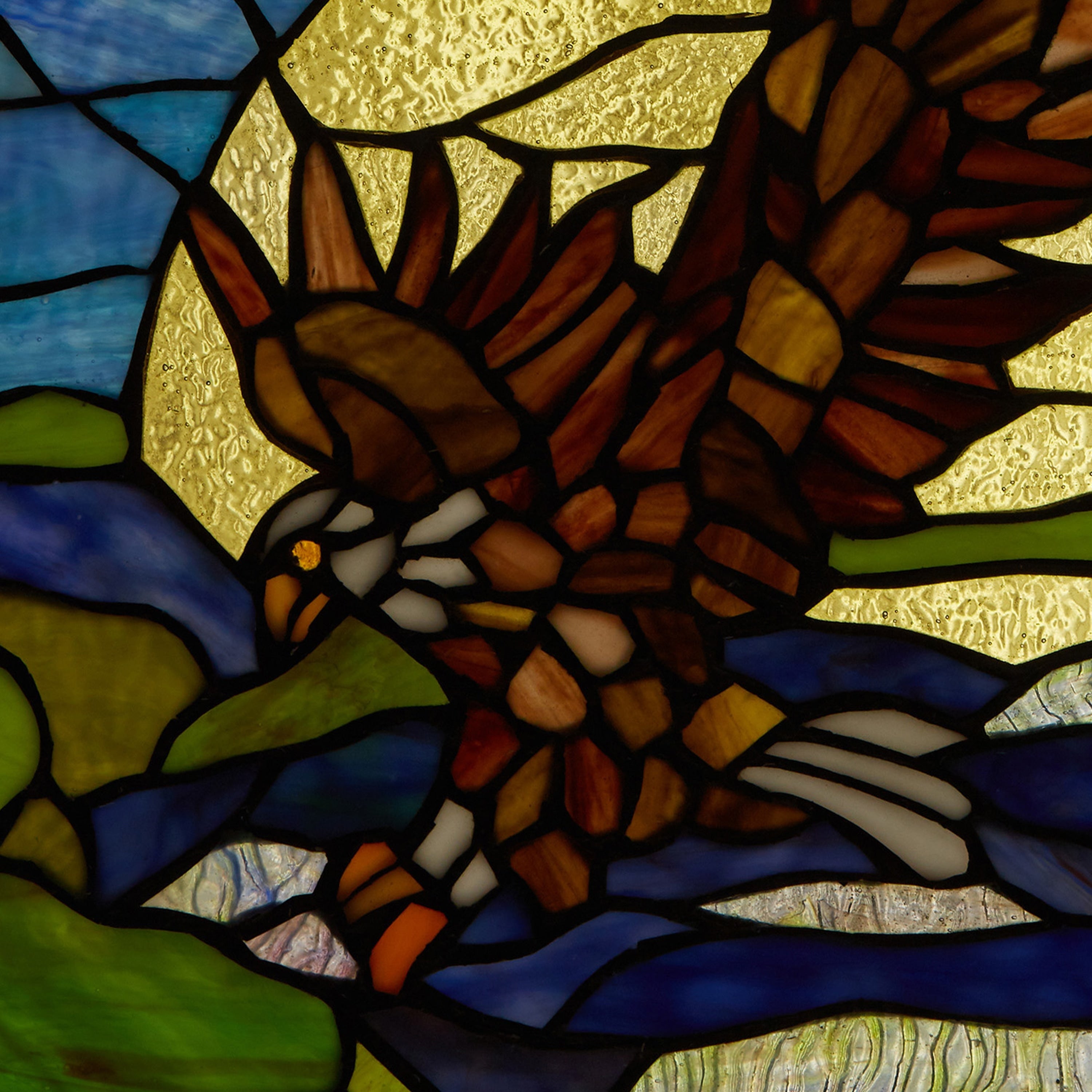 River of Goods Bald Eagle in Flight River of Goods Stained Glass Window Panel - 14 x 0.25 x 14