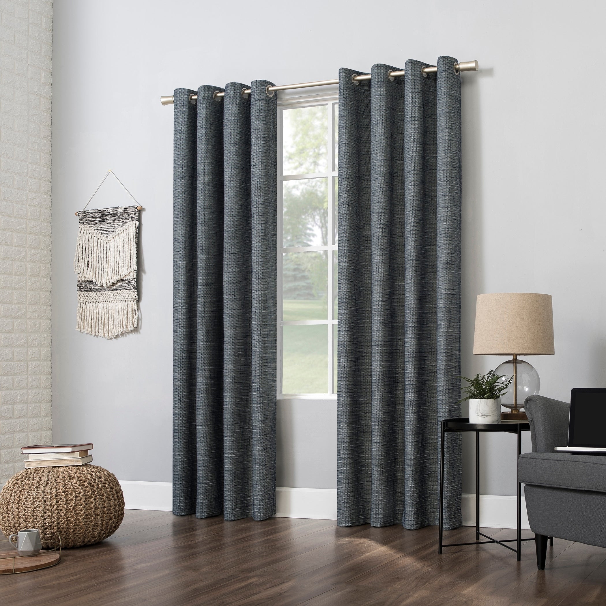 Sun Zero Kline Burlap Weave Thermal Extreme Total Blackout Grommet Curtain Panel, Single Panel