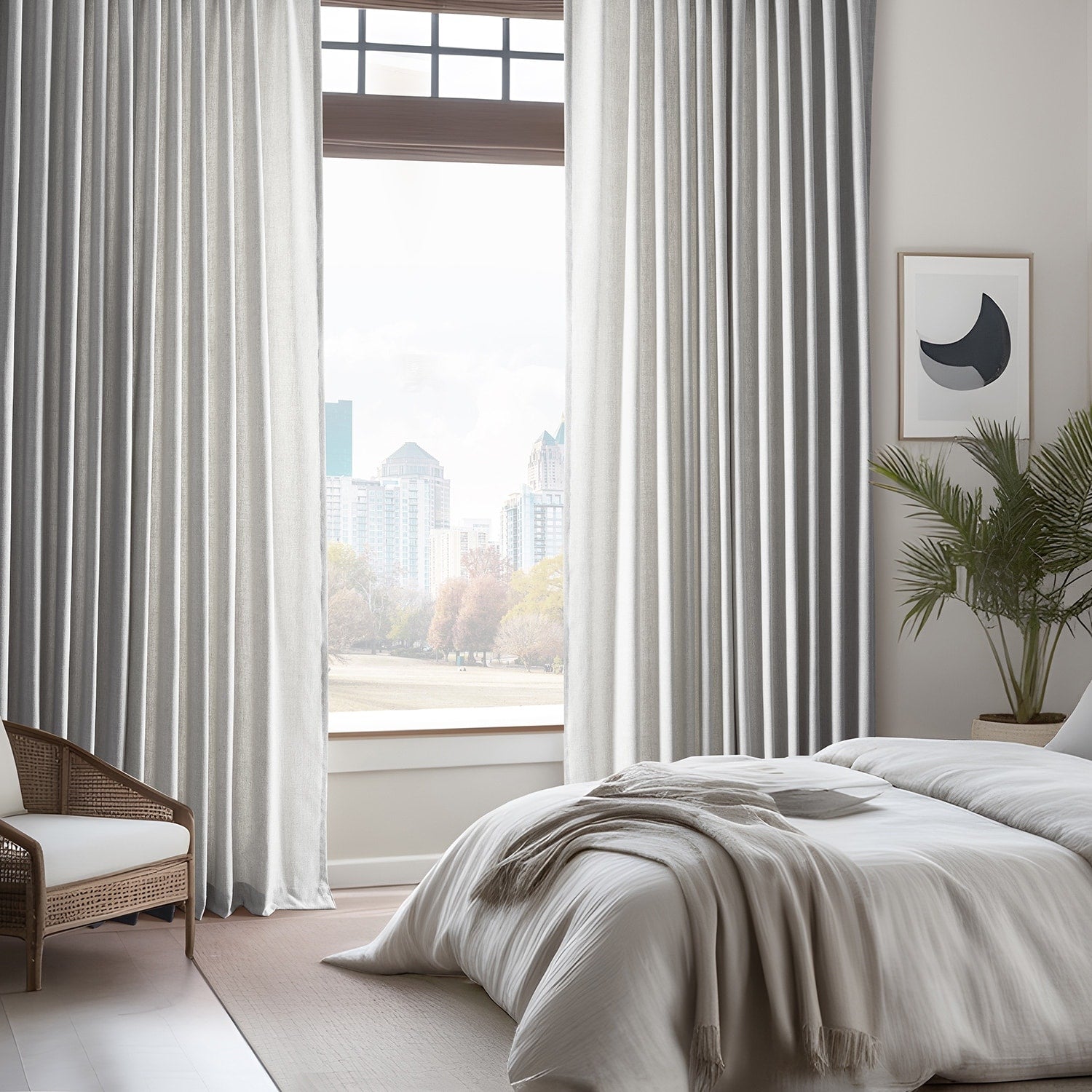 Exclusive Fabrics Simply Faux Linen Curtains - 2 Panels - Light Filtering Window Curtains