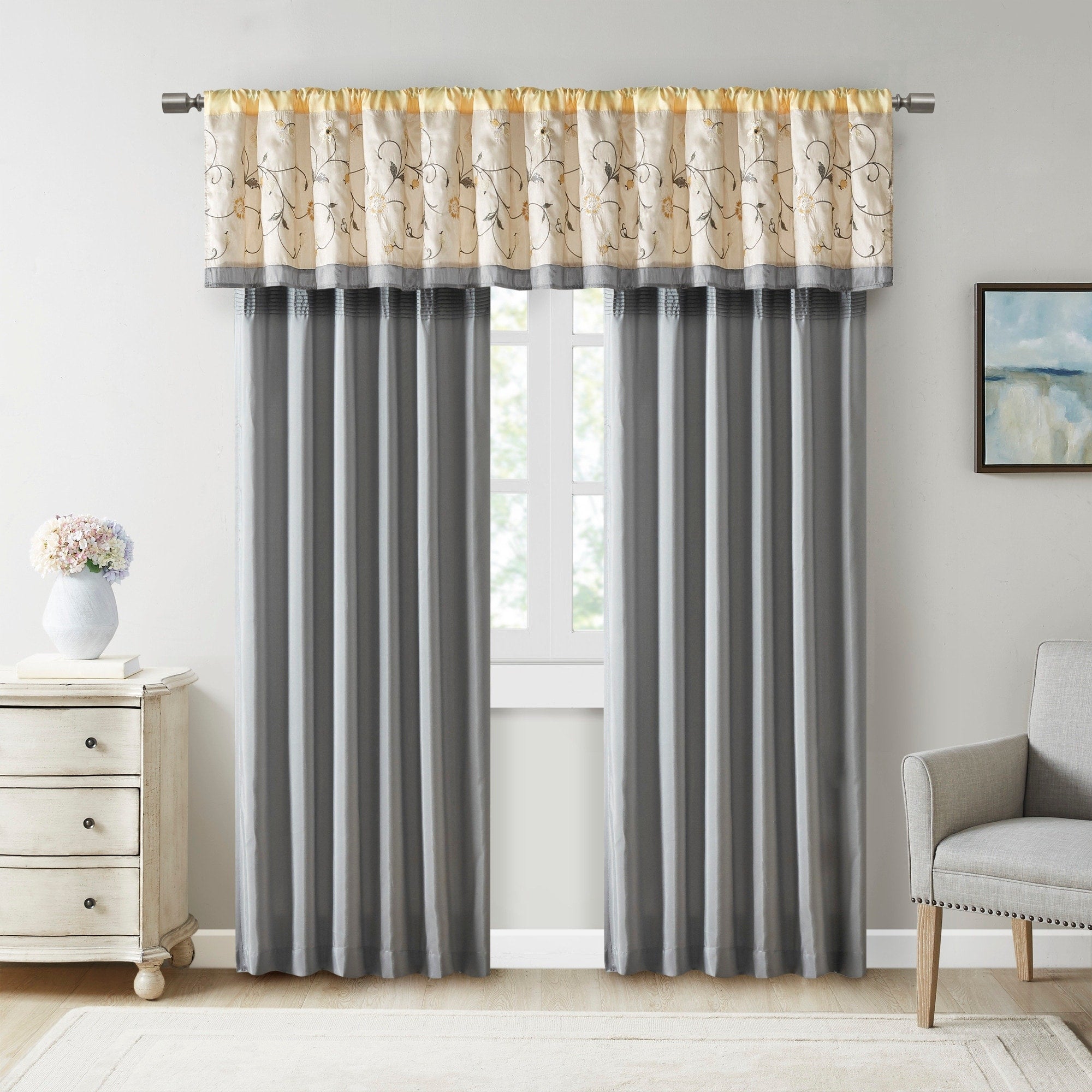 Madison Park Belle Embroidered Window Curtain Panel