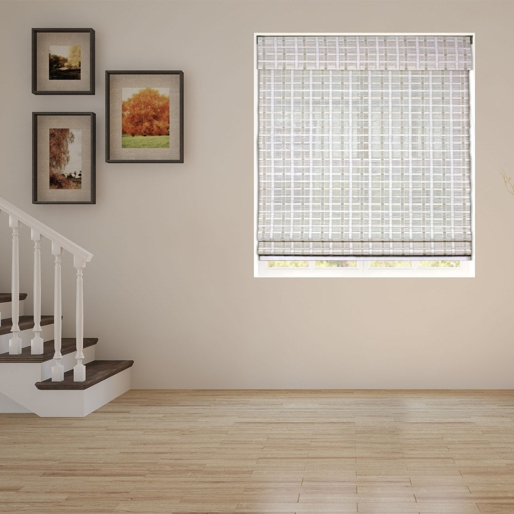 Arlo Blinds Whitewash Bamboo Shades with 74 Inch Height