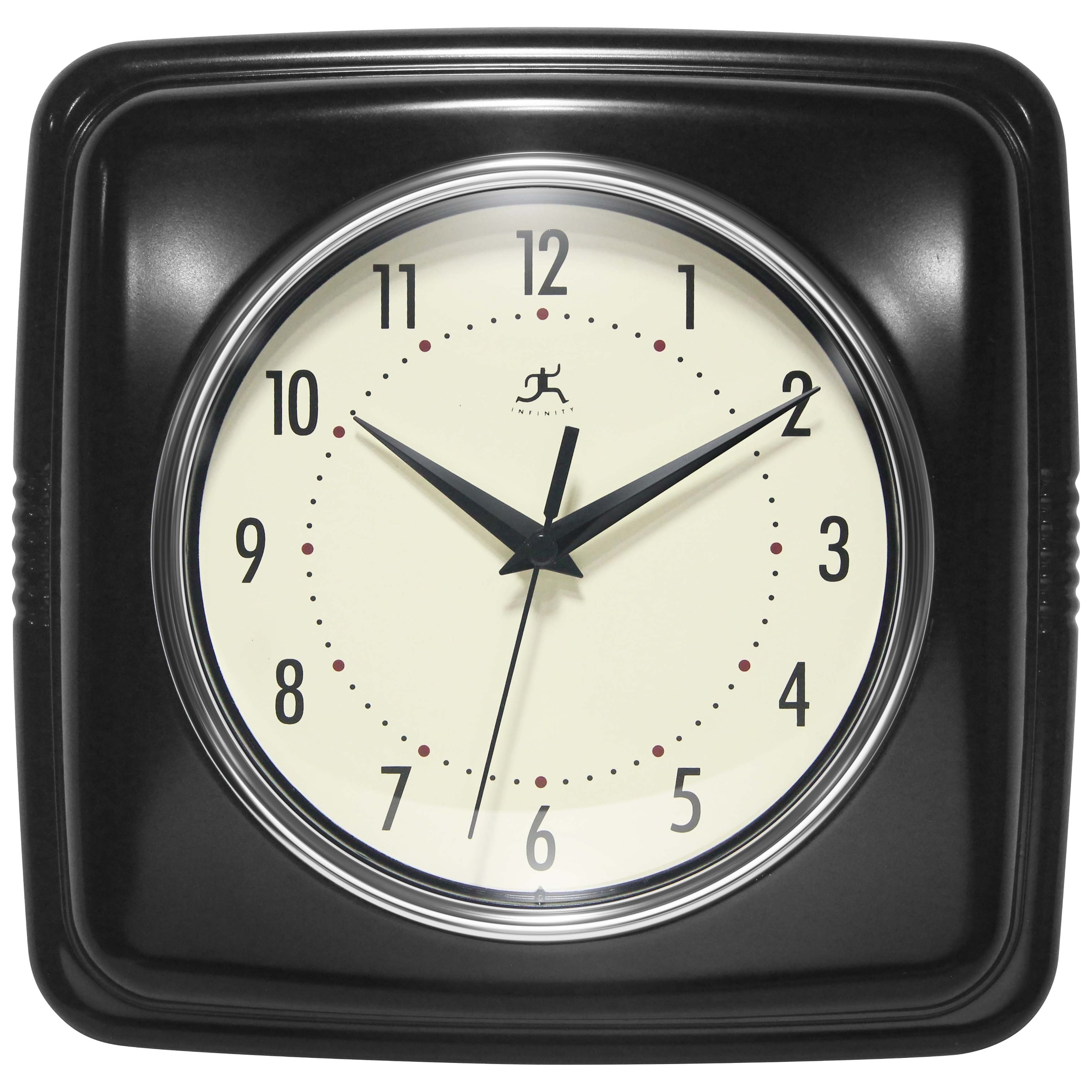 Infinity Instruments Retro 9.25-inch Square Wall Clock - 9.25 x 1.875 x 9.5