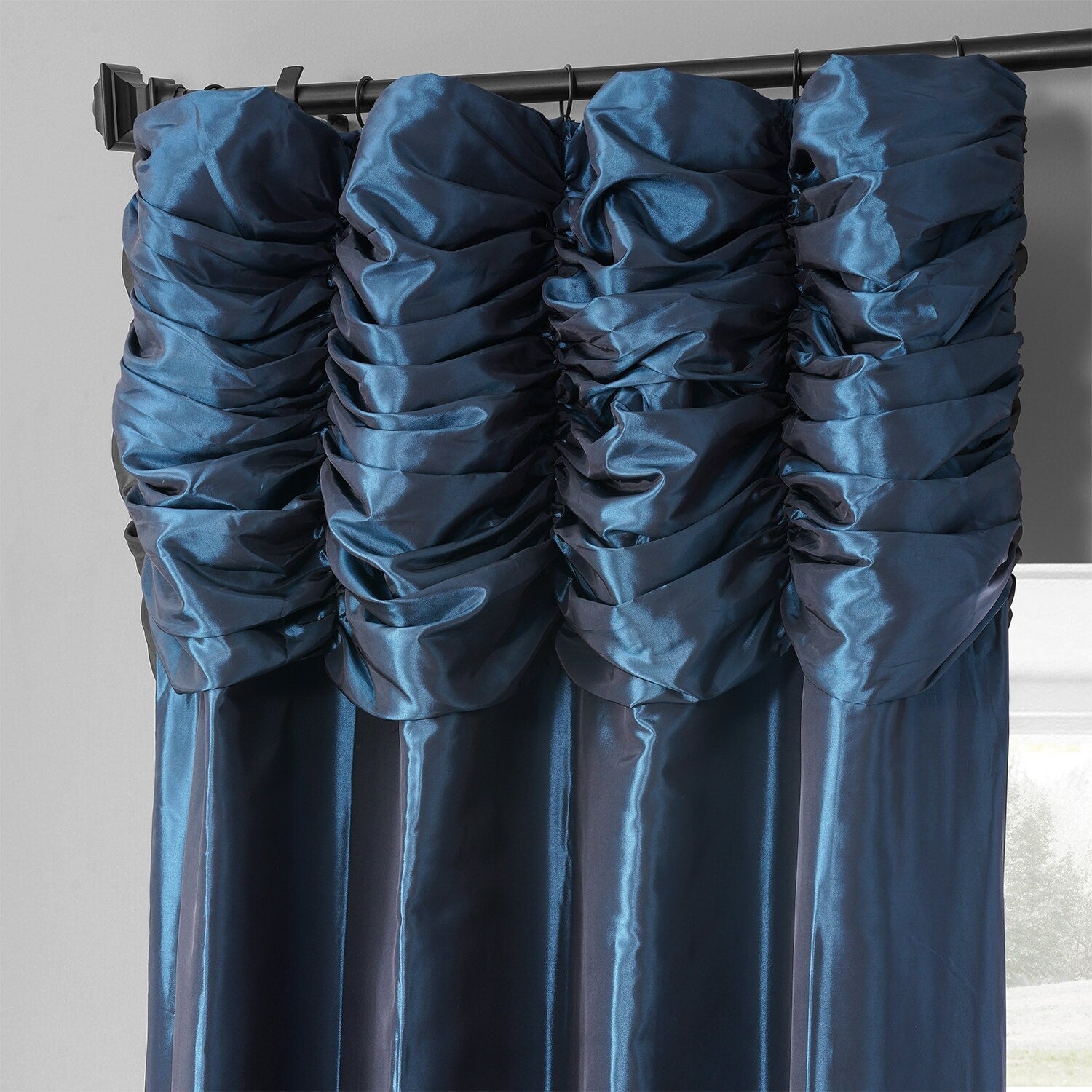 Exclusive Fabrics Single Ruched Faux Solid Taffeta Curtain (1 Panel)