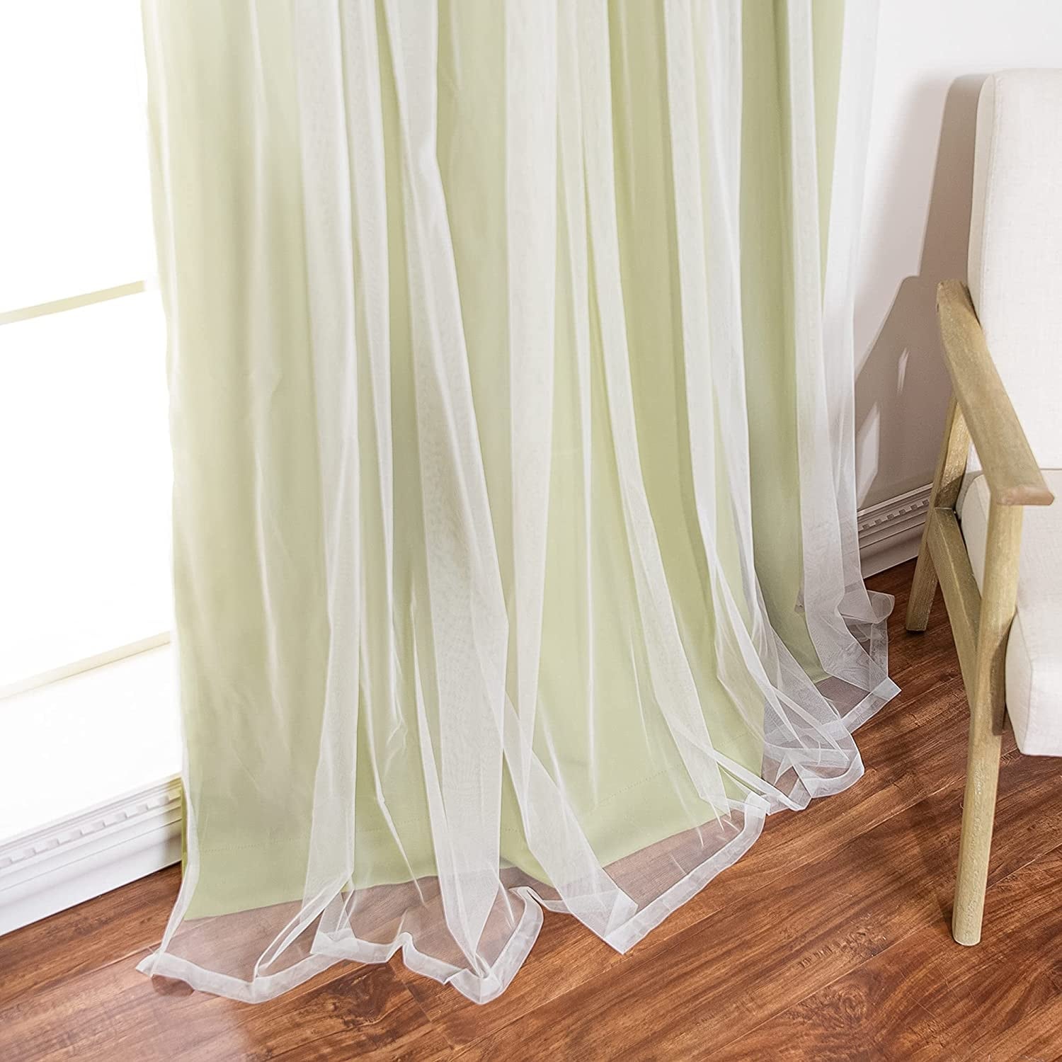 Aurora Home Gathered Tulle Overlay Blackout Curtain Panel Pair