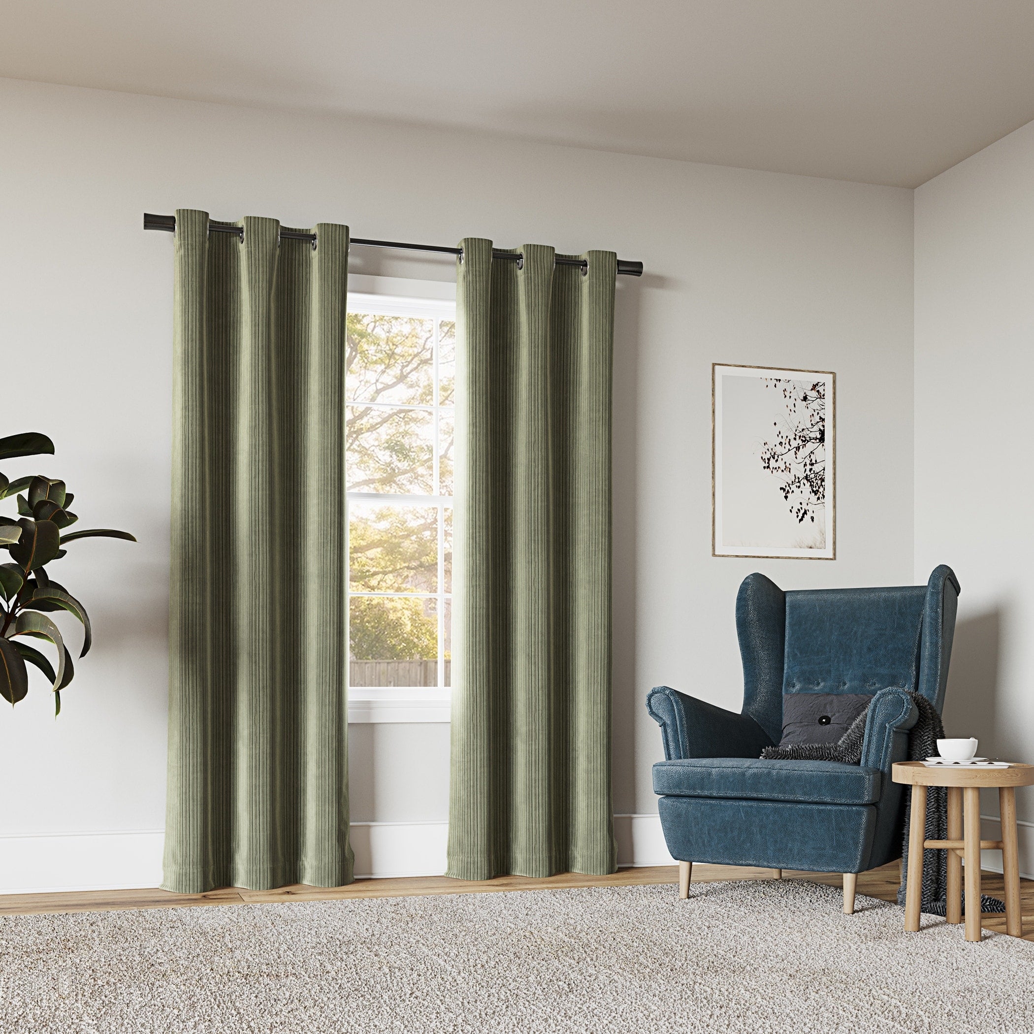 Sun Zero Cascade Pleated Velvet Blackout Grommet 1-Piece Curtain Panel, Single Panel