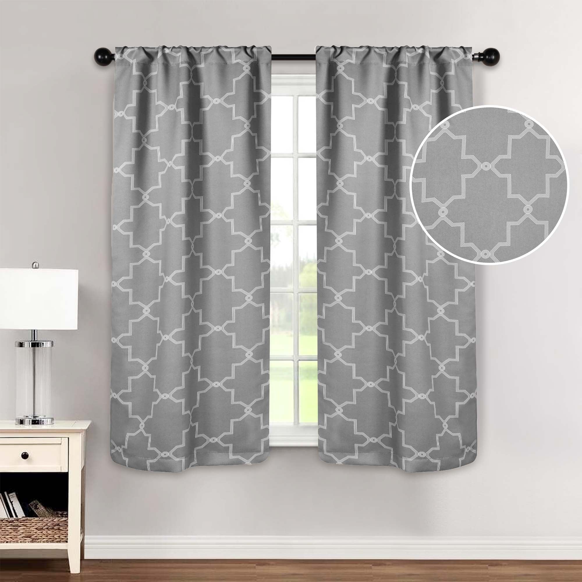 Imperial Trellis Washable Room Darkening Blackout Curtains, Set of 2 Panels