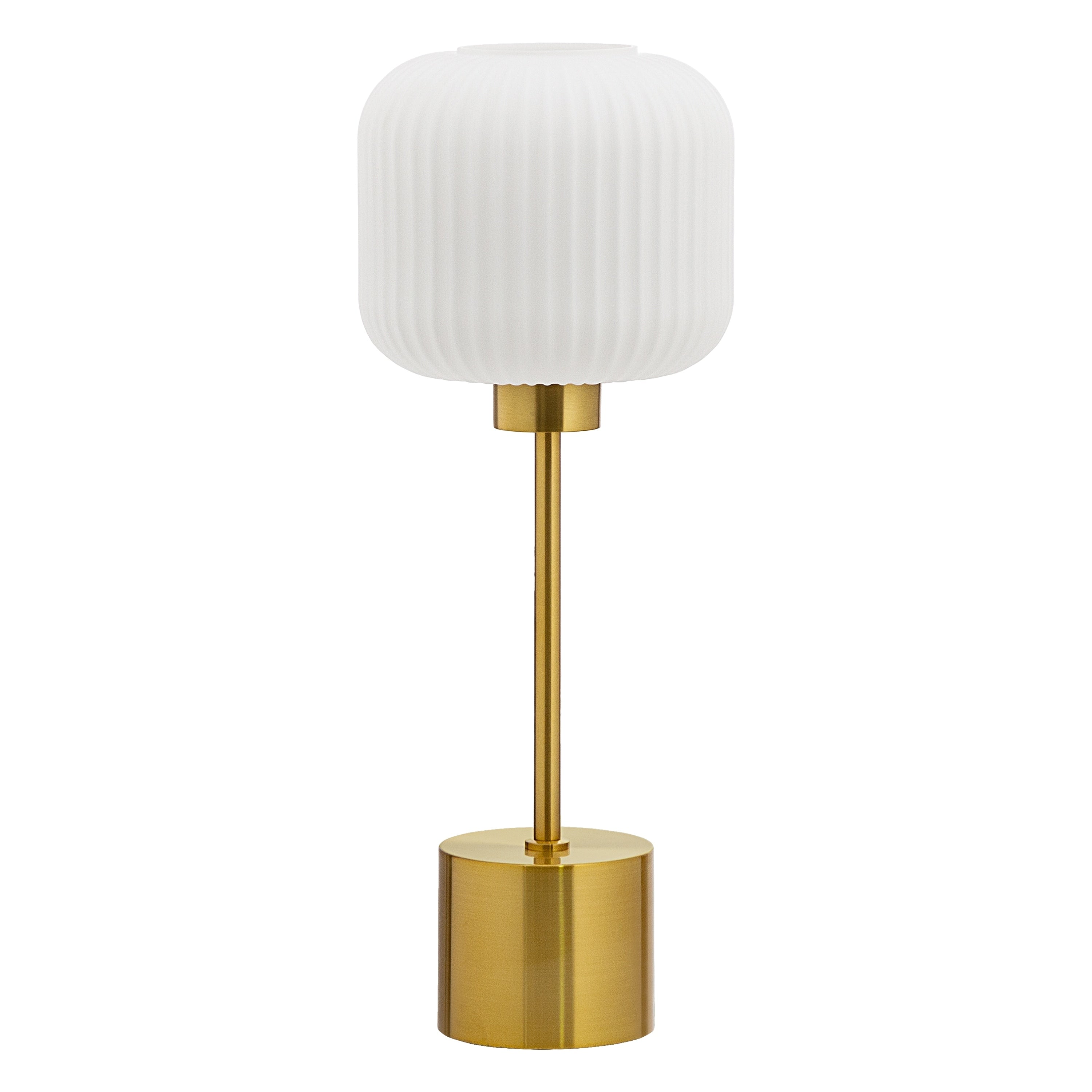 Rowan River of Goods 21.25-Inch Brushed Gold Metal Table Lamp with Glass Shade