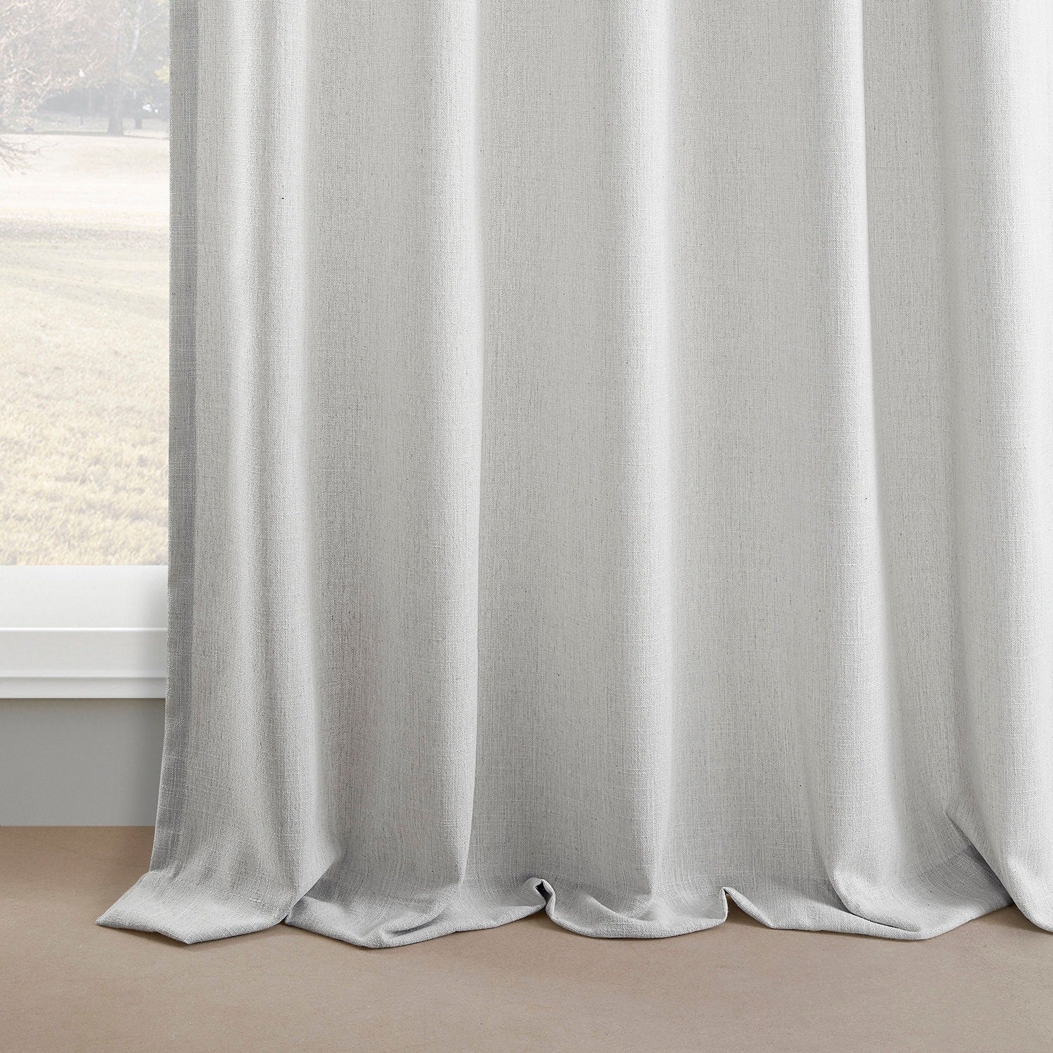 Exclusive Fabrics Simply Faux Linen Curtains - 2 Panels - Light Filtering Window Curtains