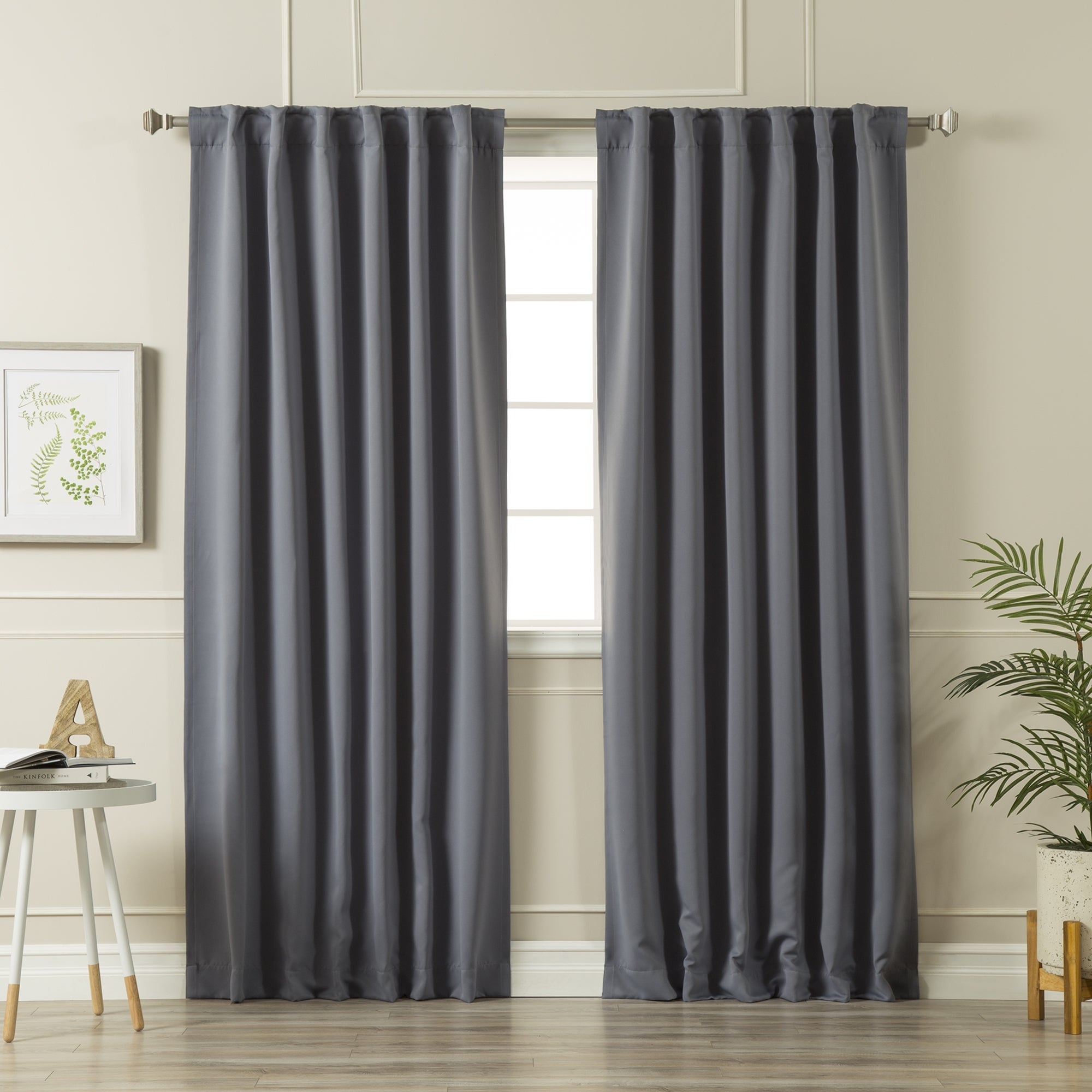 Aurora Home Solid Insulated Thermal Blackout Curtain Panel Pair