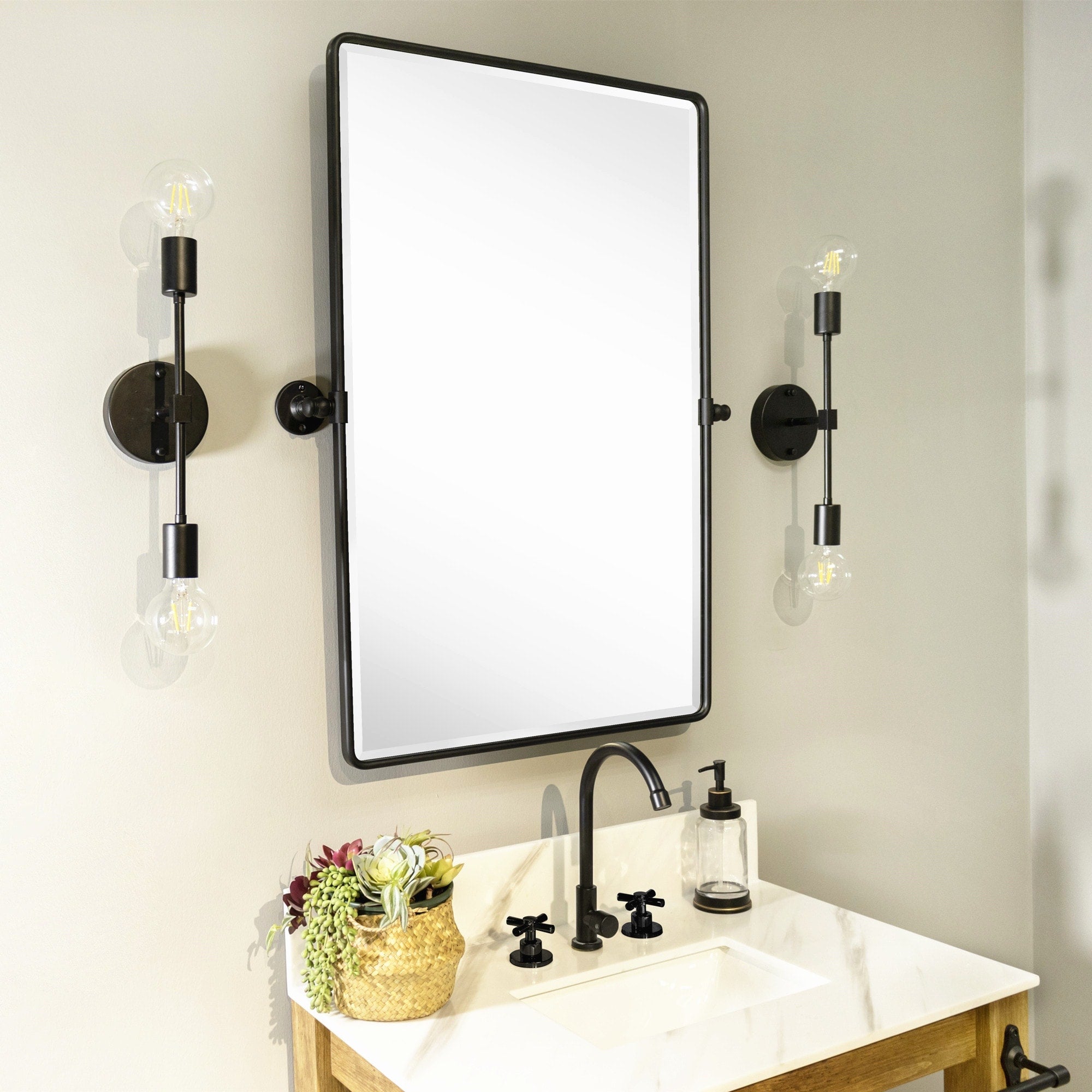 TEHOME Woodvale Rectangle Vertical Metal Wall Mirrors