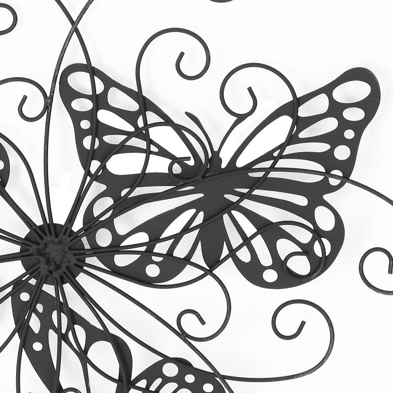 ADECO Metal Butterfly Wall Decor Flower Scrolled Urban Design