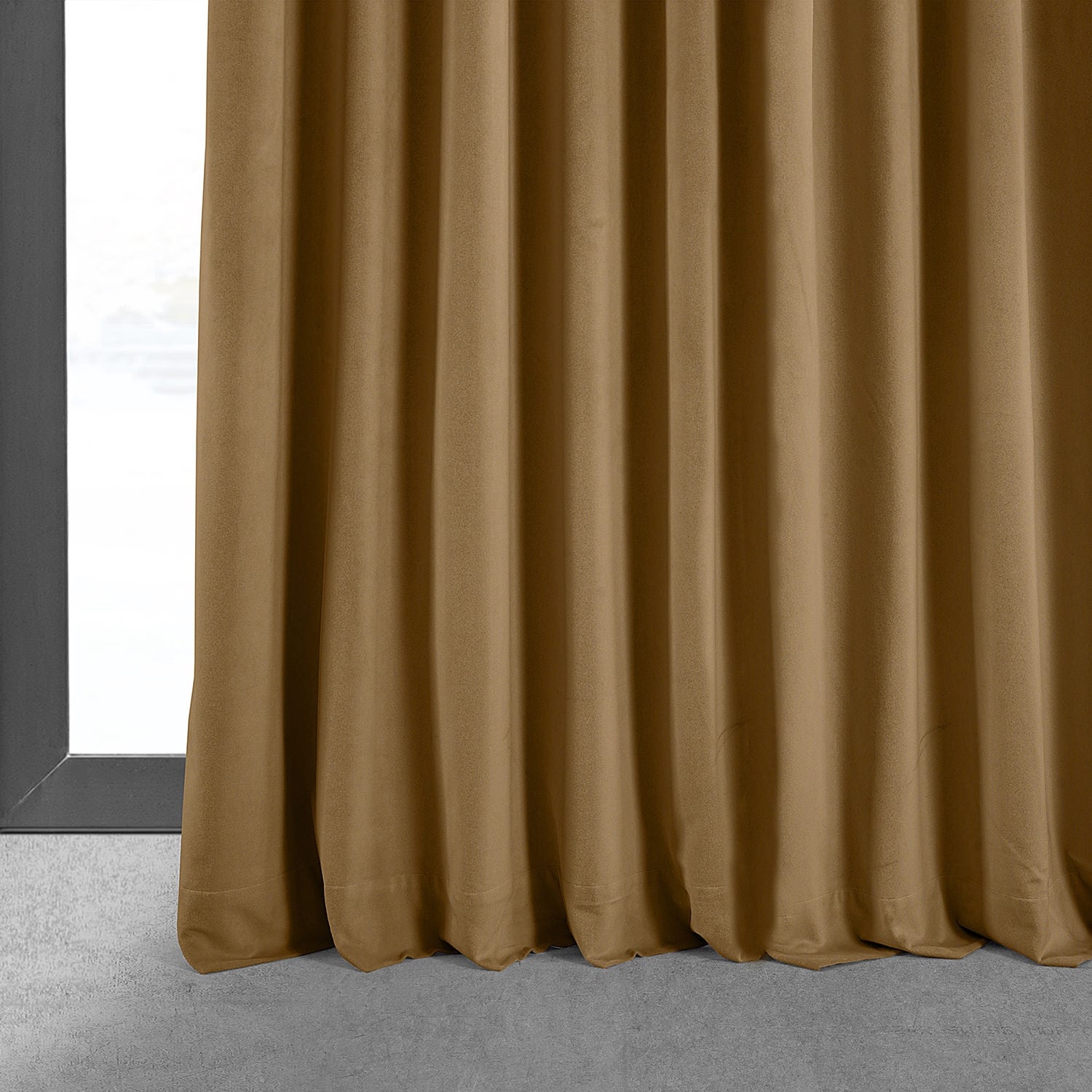 Exclusive Fabrics Signature Extra Wide Amber Gold Velvet Blackout Curtain (1 Panel) - Luxurious Blackout Drapery