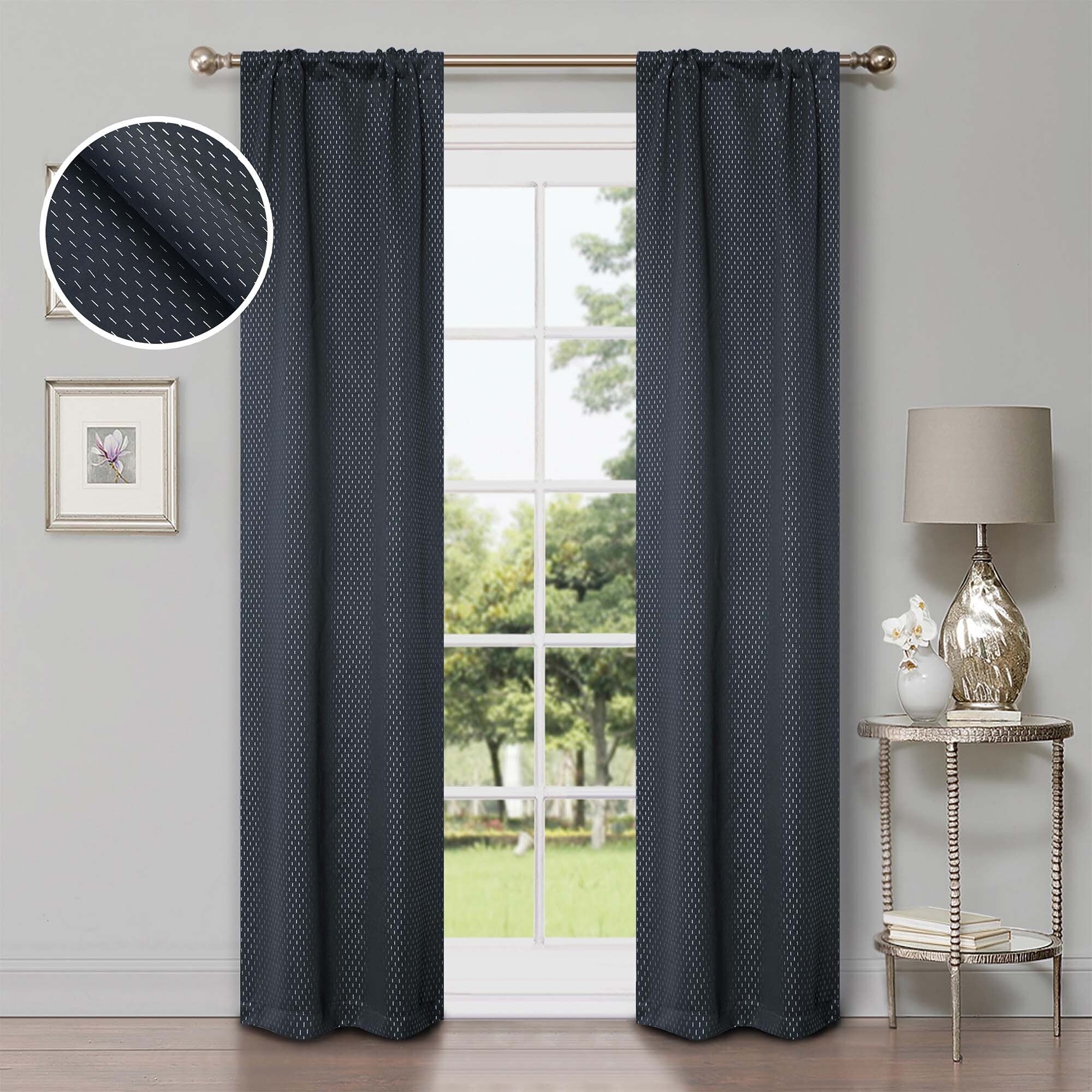 Superior Shimmer Washable Room Darkening Curtains, Set of 2 Panels