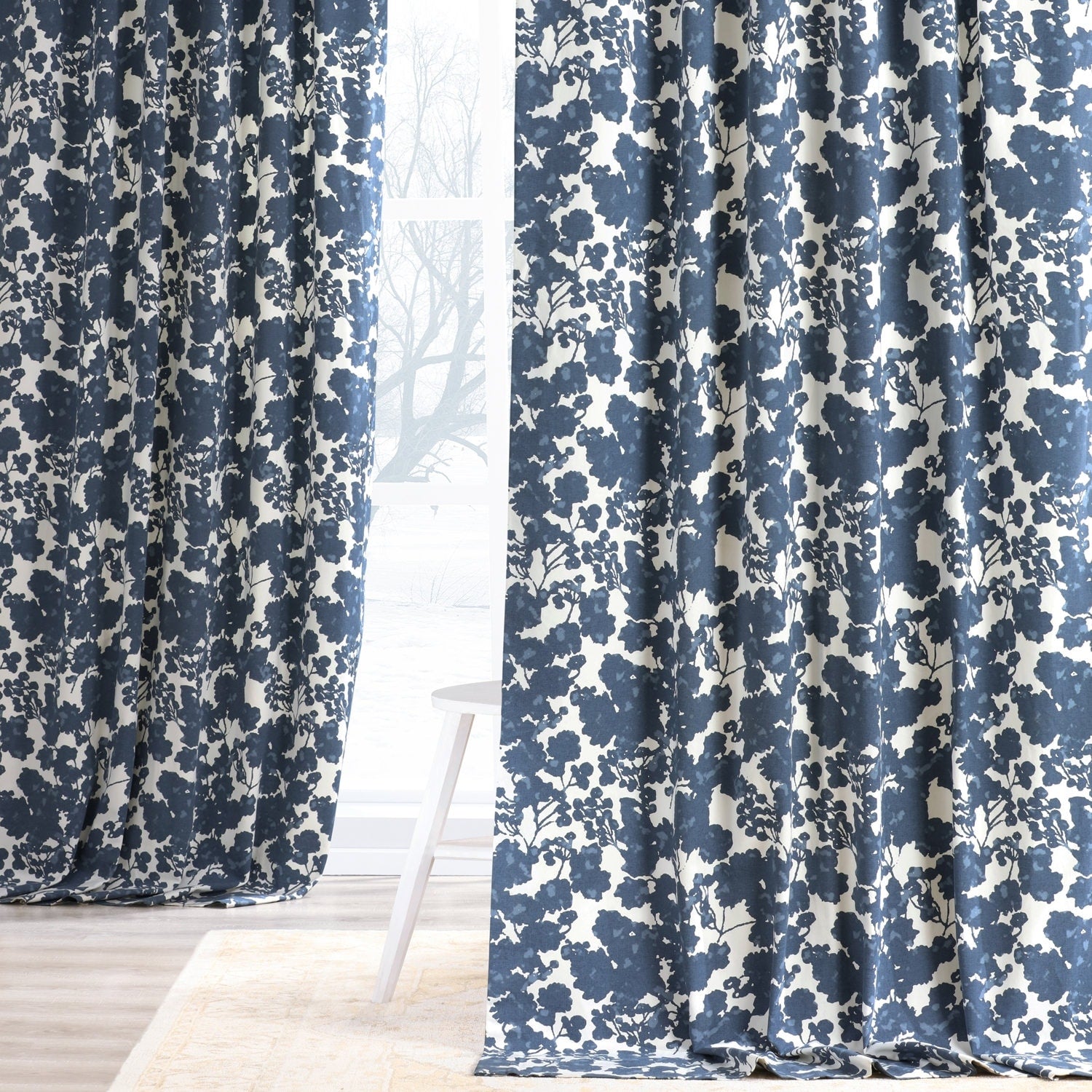 Exclusive Fabrics Fleur Floral Printed Cotton Room Darkening Curtain (1 Panel)