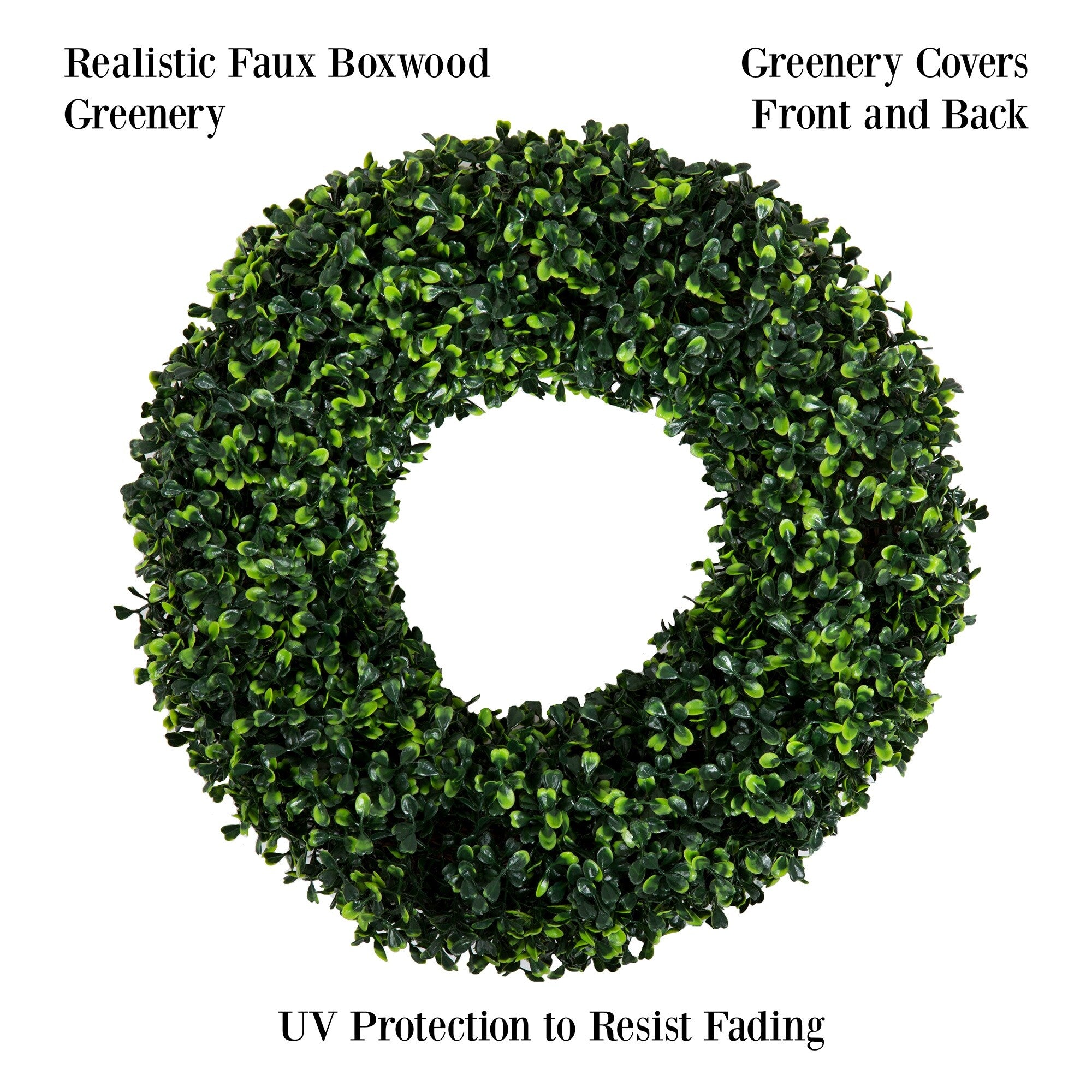 Pure Garden Decorative UV Resistant Boxwood Fall Wreath - 16.5-Inch Round