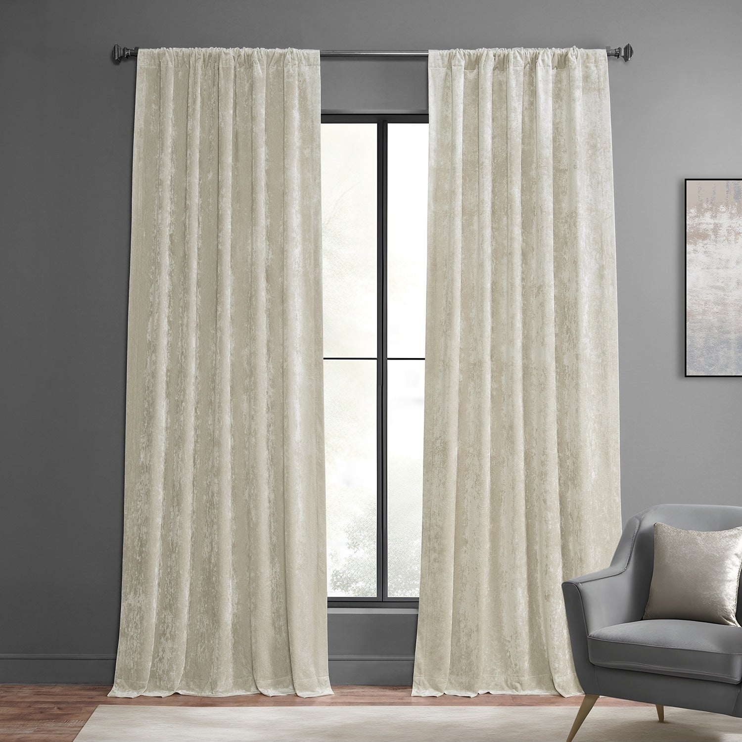 Exclusive Fabrics Lush Crush Velvet Curtains - Room Darkening Curtain for Bedroom & Living Room (1 Panel)