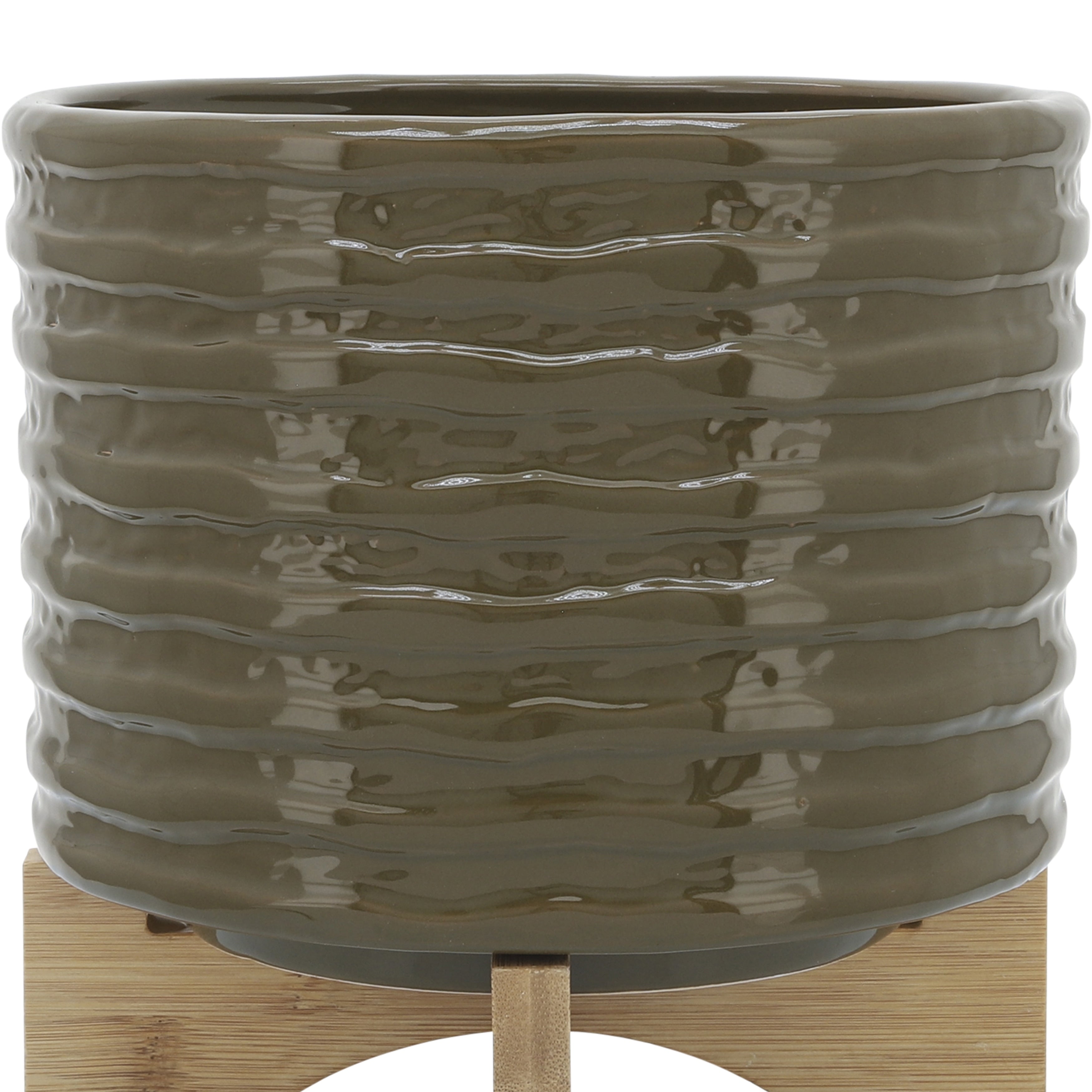 Sagebrook Home Modern Textured Ceramic Planter with Stand Indoor Outdoor