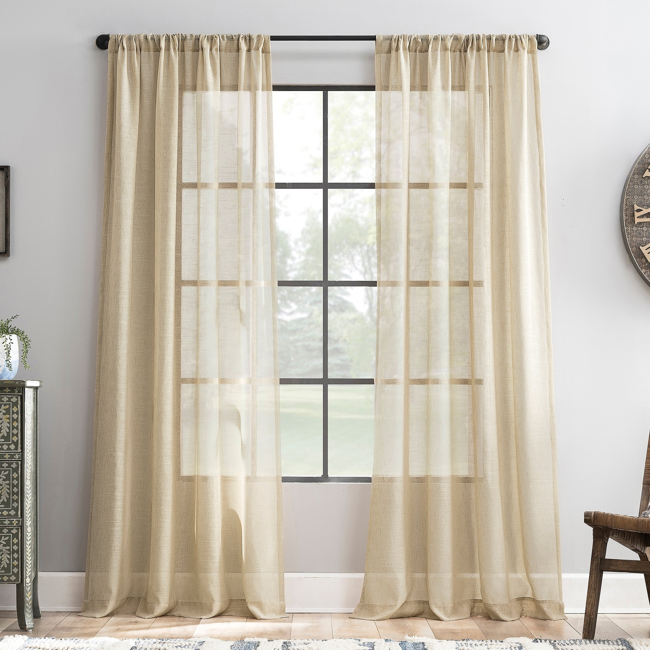 Archaeo Slub Textured Linen Blend Curtain, Single Panel