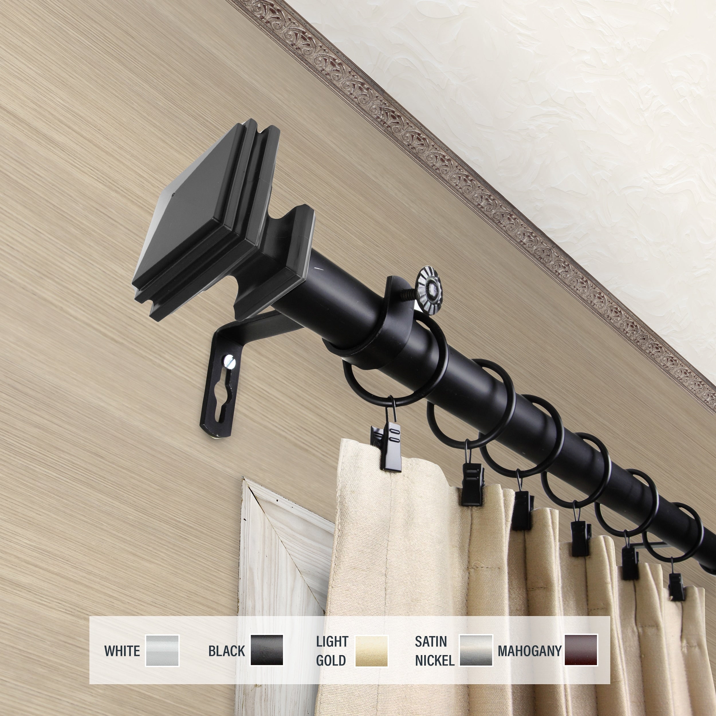 InStyleDesign Mantle 1 inch Diameter Adjustable Curtain Rod