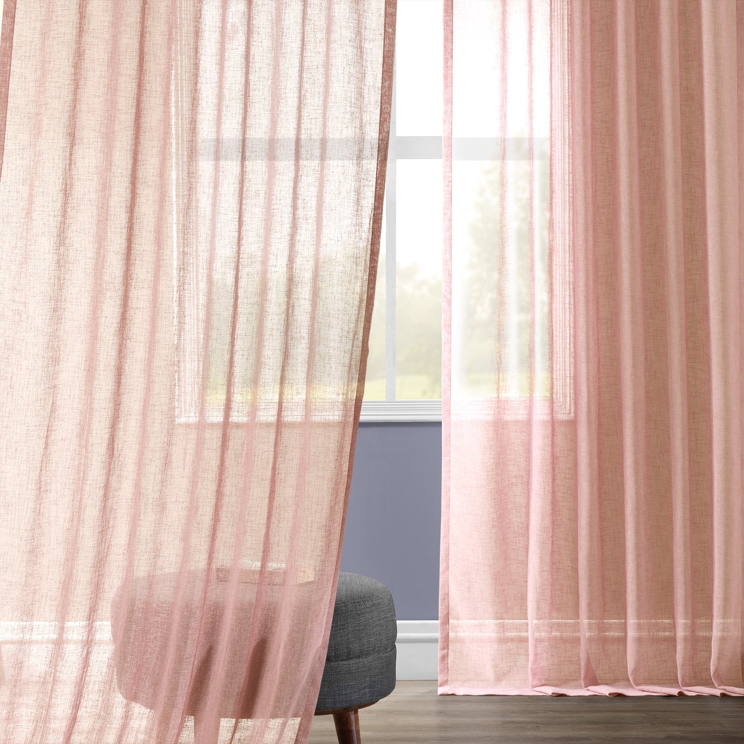 Exclusive Fabrics Solid Faux Linen Sheer Curtain (1 Panel)