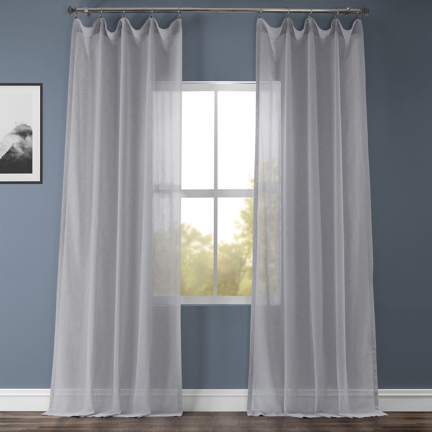 Exclusive Fabrics Solid Faux Linen Sheer Curtain (1 Panel)