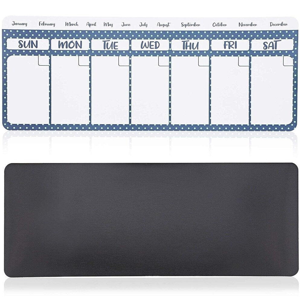 4x Magnetic Dry Erase Polka Dot Refrigerator Calendar White Blue 11 x 4.2 - 11 x 4.2