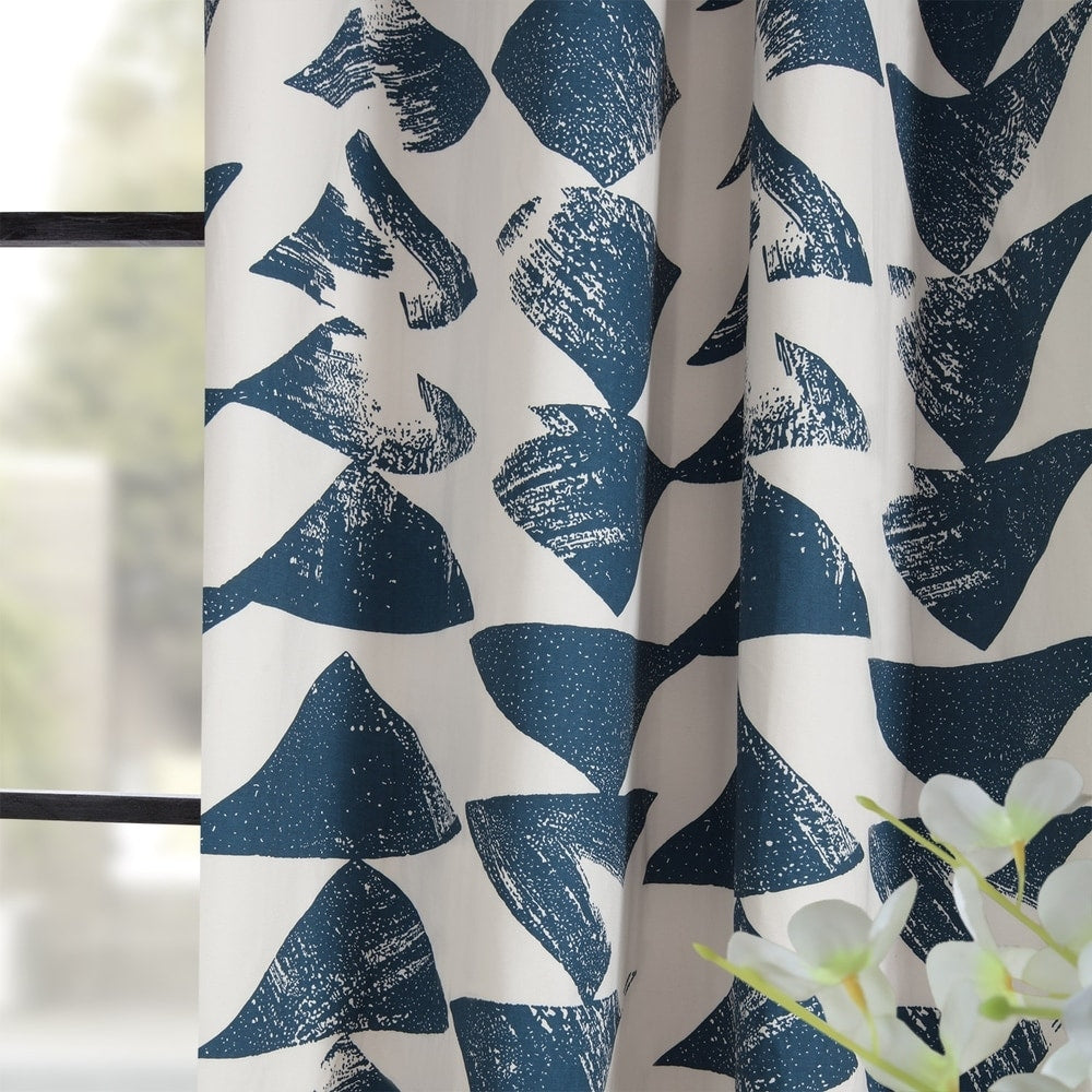 Exclusive Fabrics Triad Geometric Grommet Printed Cotton Twill Curtain (1 Panel)