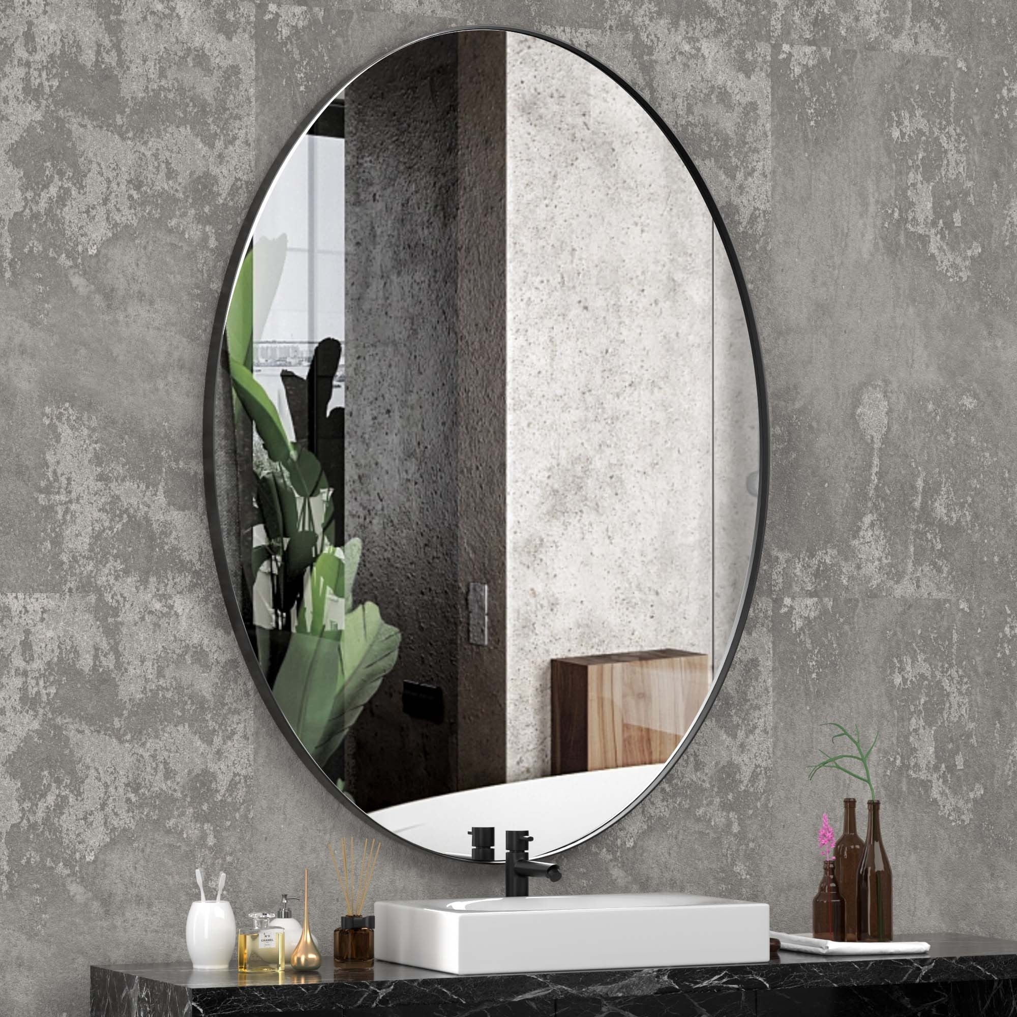 Wall Mirror Bathroom Mirror with Stainless Steel Frame (1 Piece)