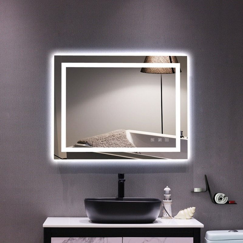 Touch LED Bathroom Mirror Tricolor Dimming Lights