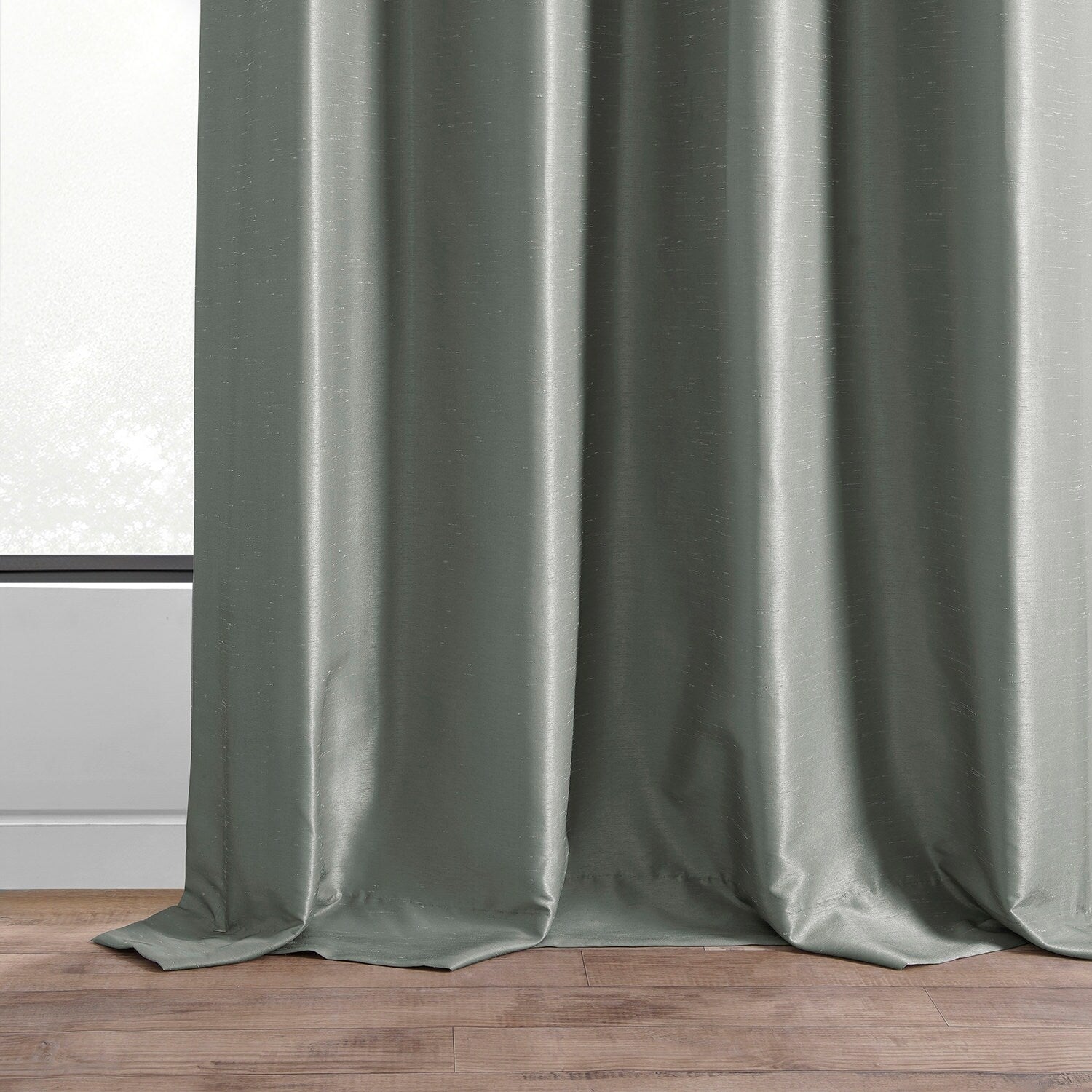 Exclusive Fabrics Textured Dupioni Faux Silk Blackout Grommet Curtain Panel